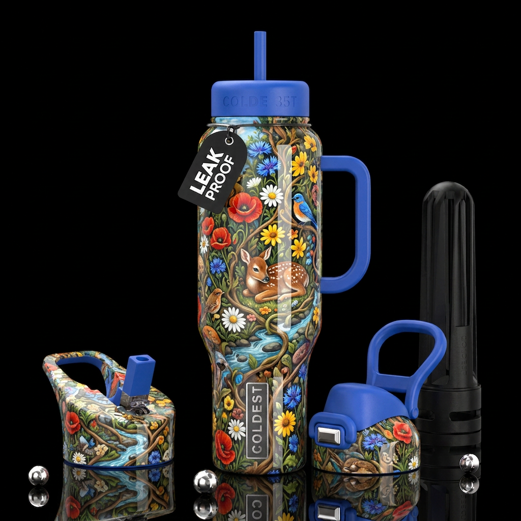 Genuine,return to innocence, kind, trompe-l'œil,gl... water bottle design