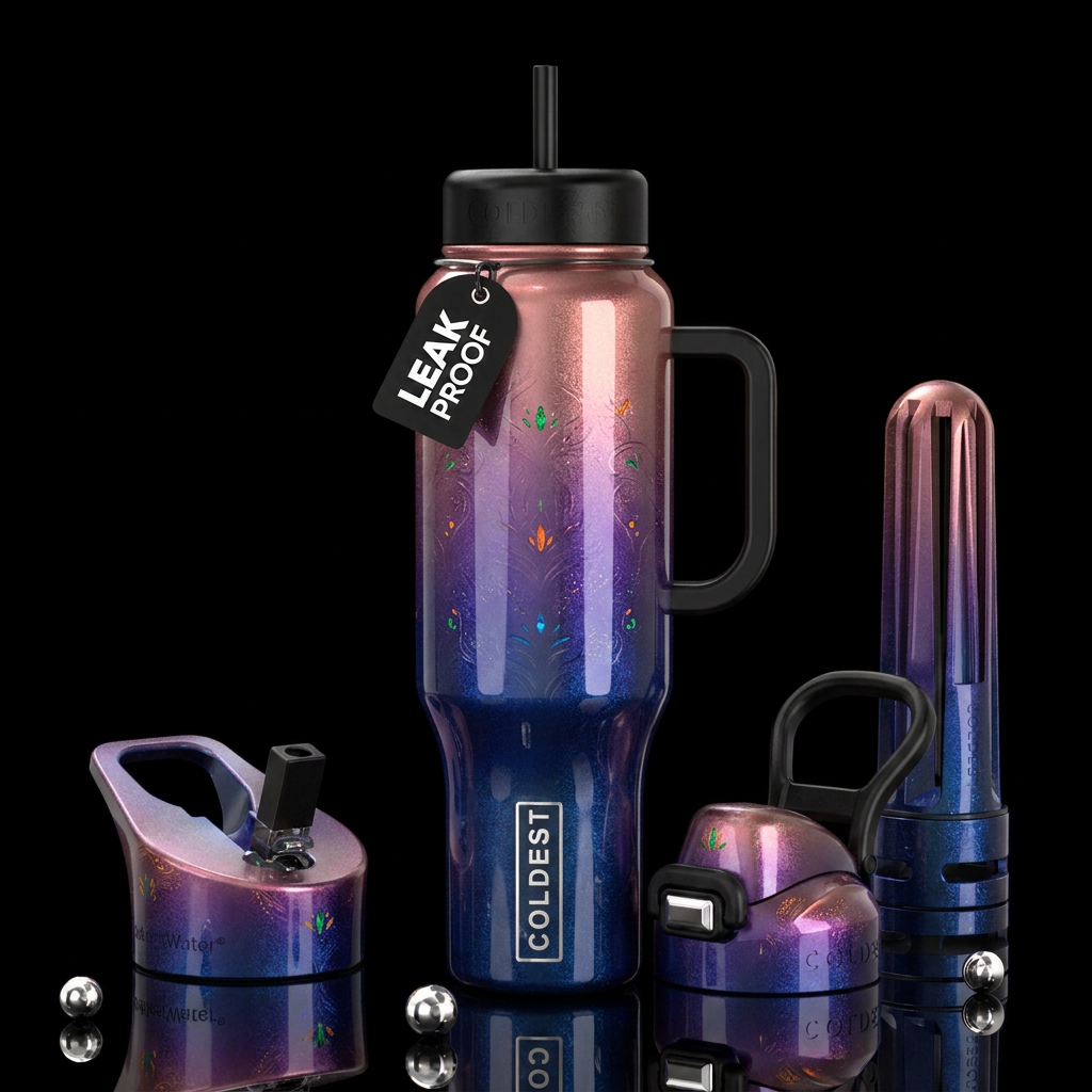Genuine,return to innocence, kind, trompe-l'œil,gl... water bottle design