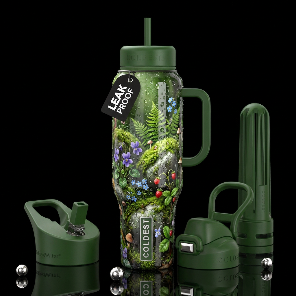 Super, natural, glossy, trompe-l'œil, beautiferous water bottle design