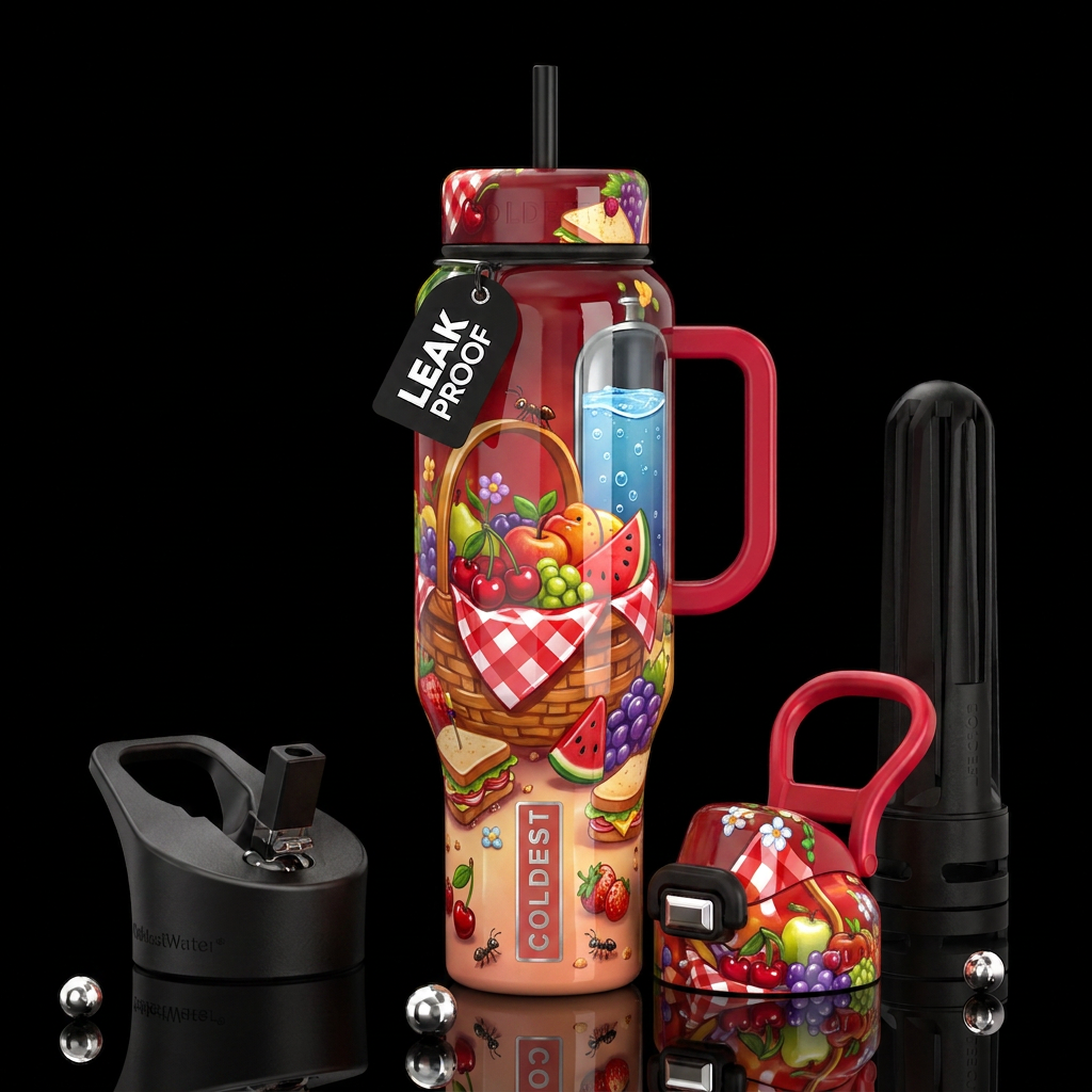 Its to bring to a picnic, glossy, trompe-l'œil, be... water bottle design