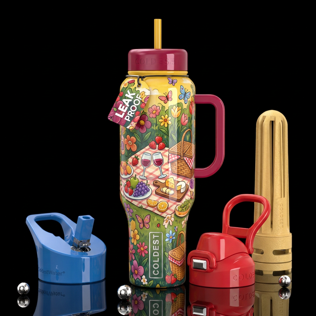 Its to bring to a picnic, glossy, trompe-l'œil, be... water bottle design