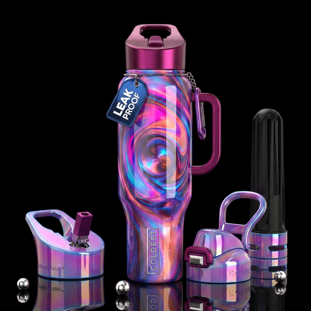 Avant-garde, opaline, glossy, trompe-l'œil, beauti... water bottle design