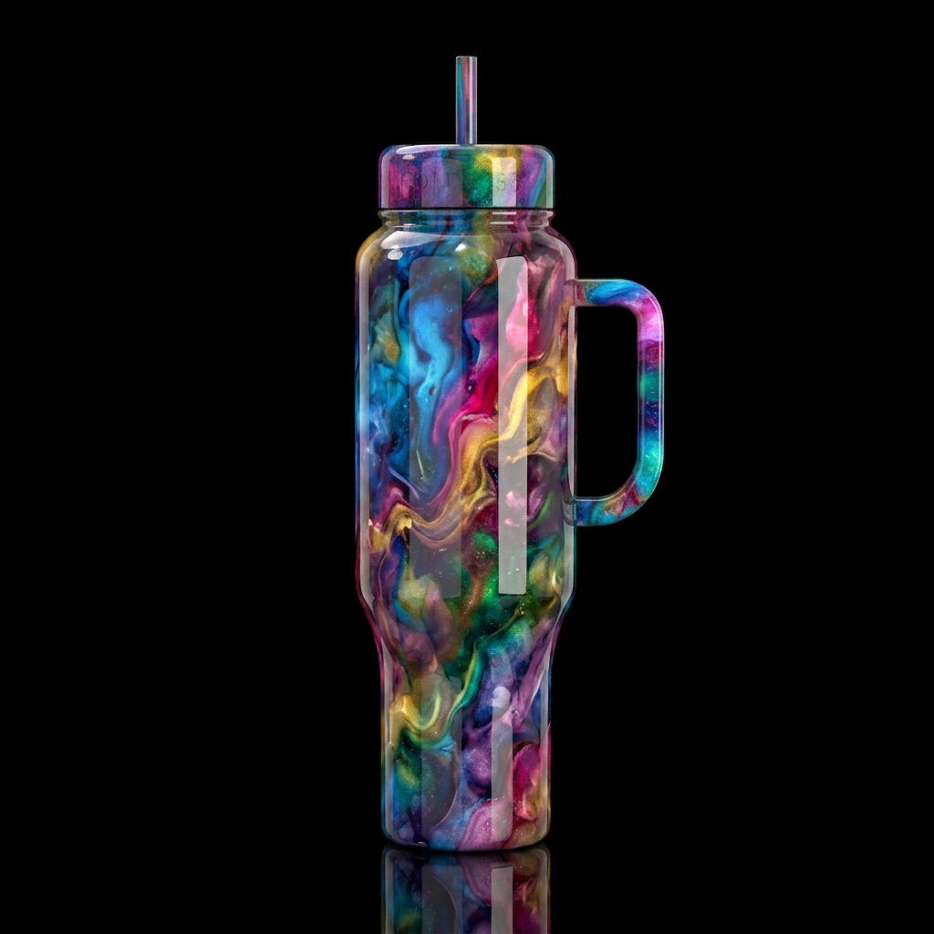Avant-garde, dreamy, glossy, trompe-l'œil, beautif... water bottle design