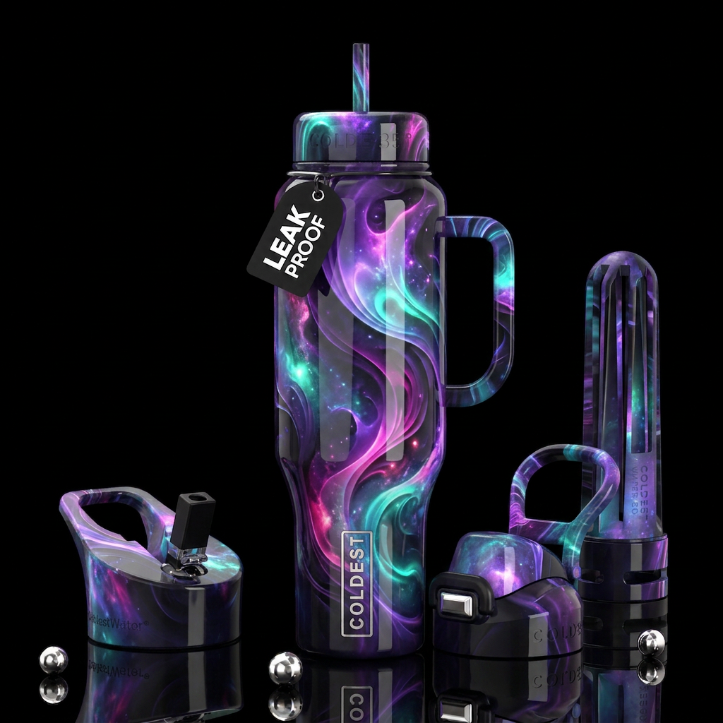 Avant-garde, glowie,dreamy, glossy, trompe-l'œil, ... water bottle design