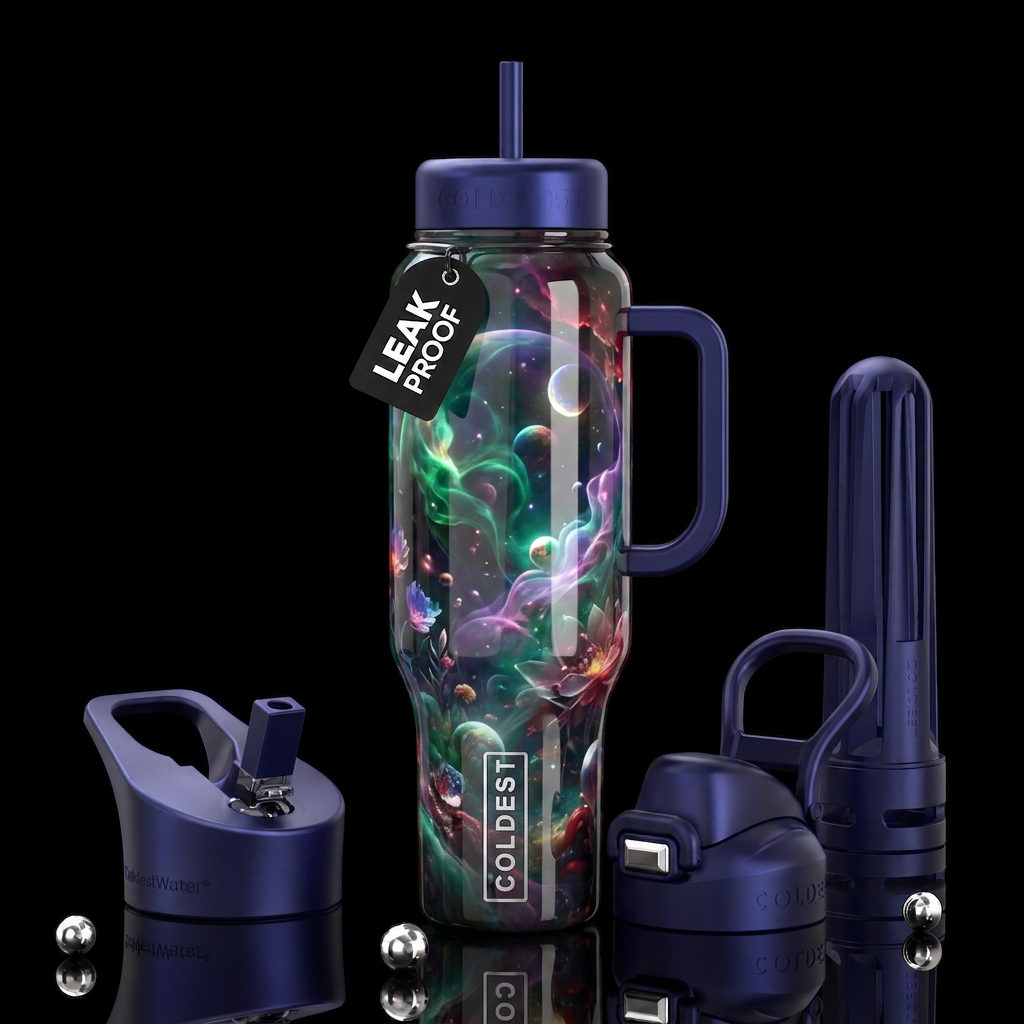 Avant-garde, glowie,dreamy, glossy, trompe-l'œil, ... water bottle design