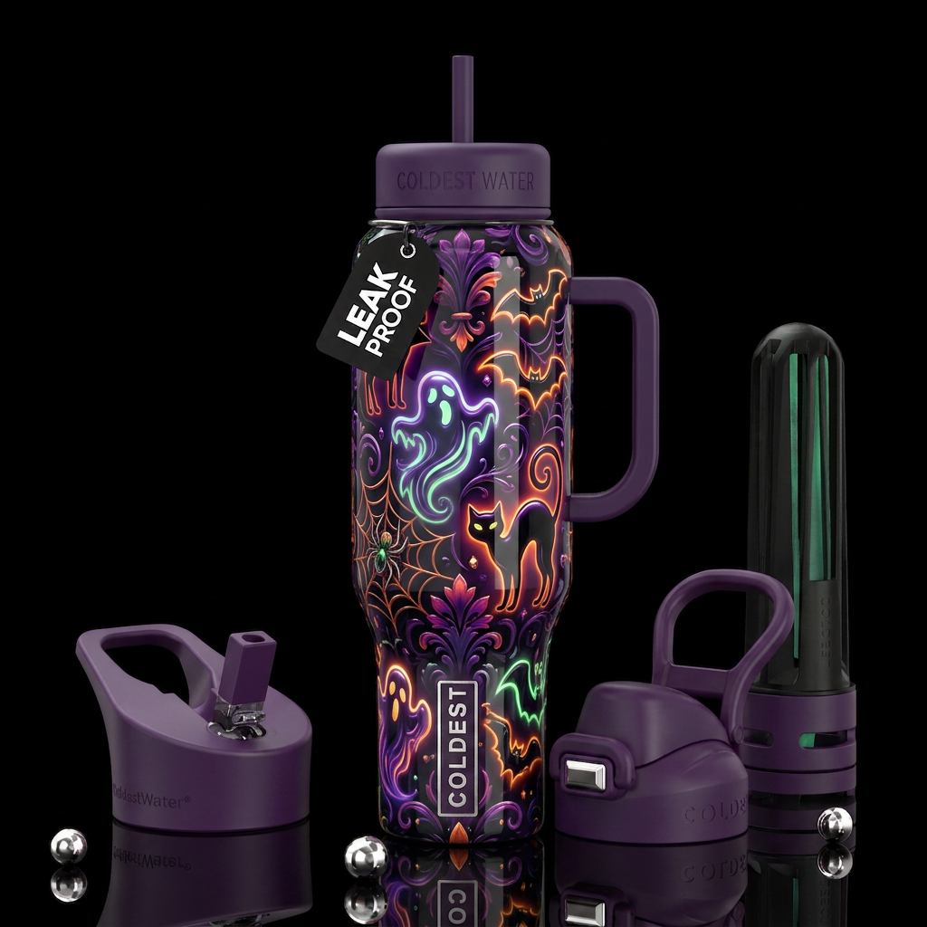 Avant-garde,Halloween, savvy,glowie,sassy, glossy,... water bottle design
