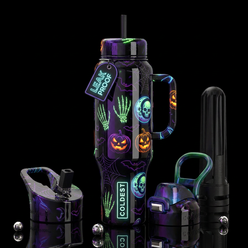 Avant-garde, spooky,Halloween, savvy,glowie,sassy,... water bottle design