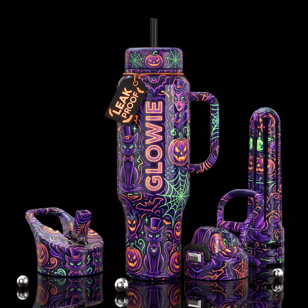 Avant-garde, spooky,Halloween, savvy,glowie,sassy,... water bottle design