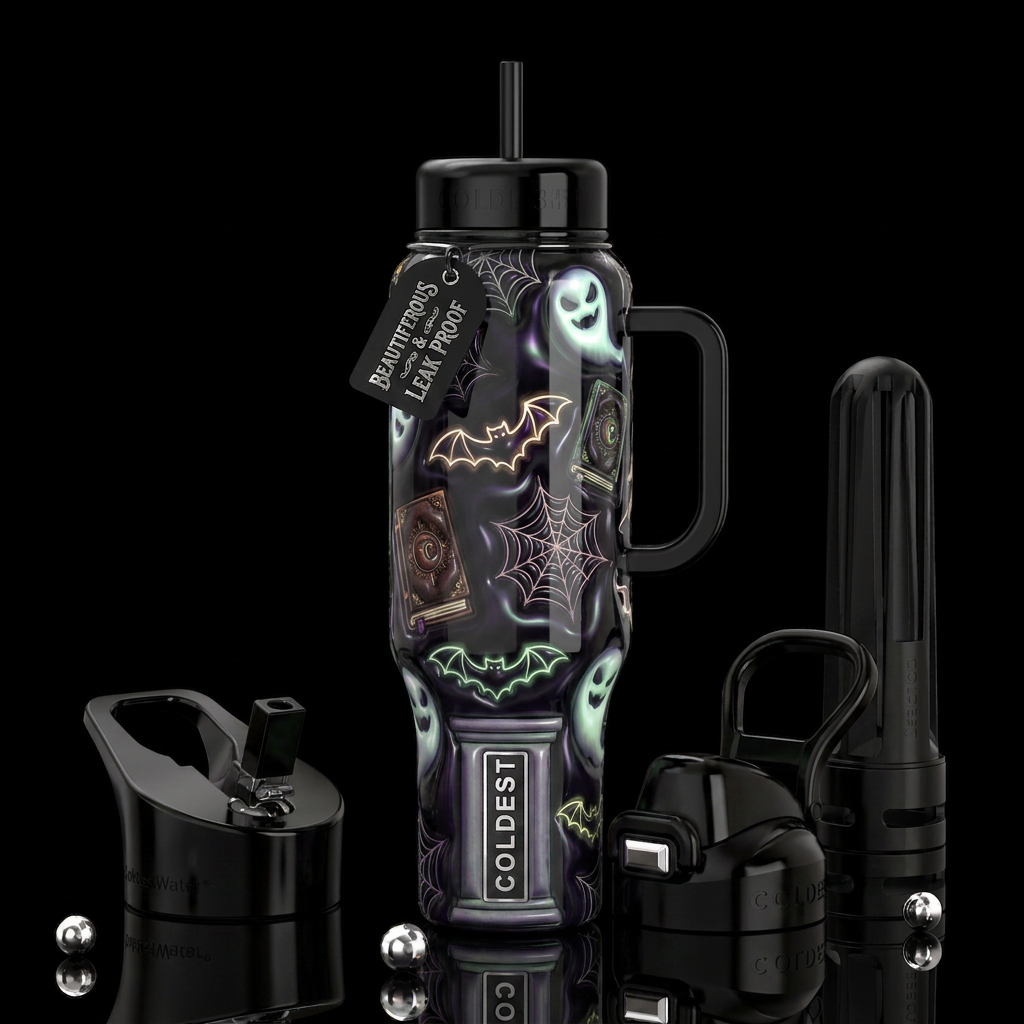 Avant-garde, spooky,Halloween, savvy,glowie,sassy,... water bottle design