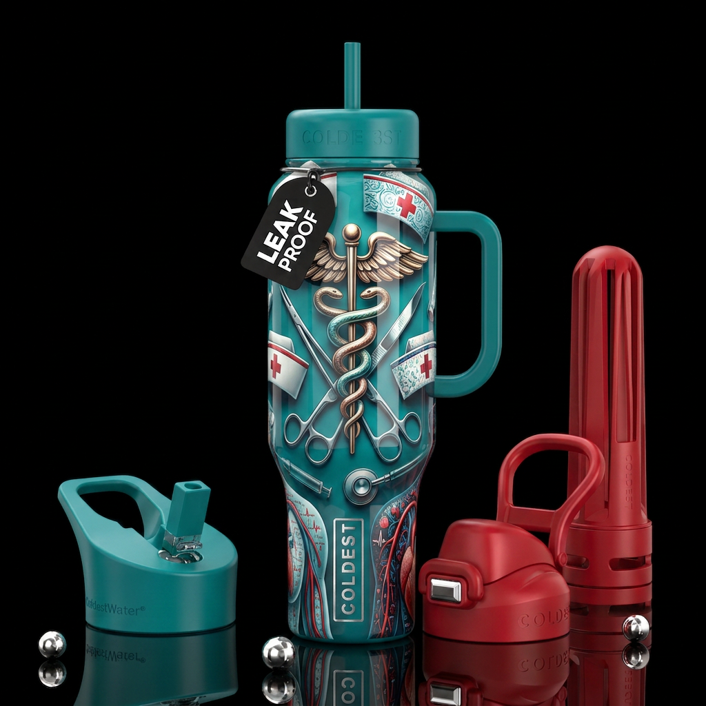 Nurses,glossy, trompe-l'œil, beautiferous ,avant-g... water bottle design
