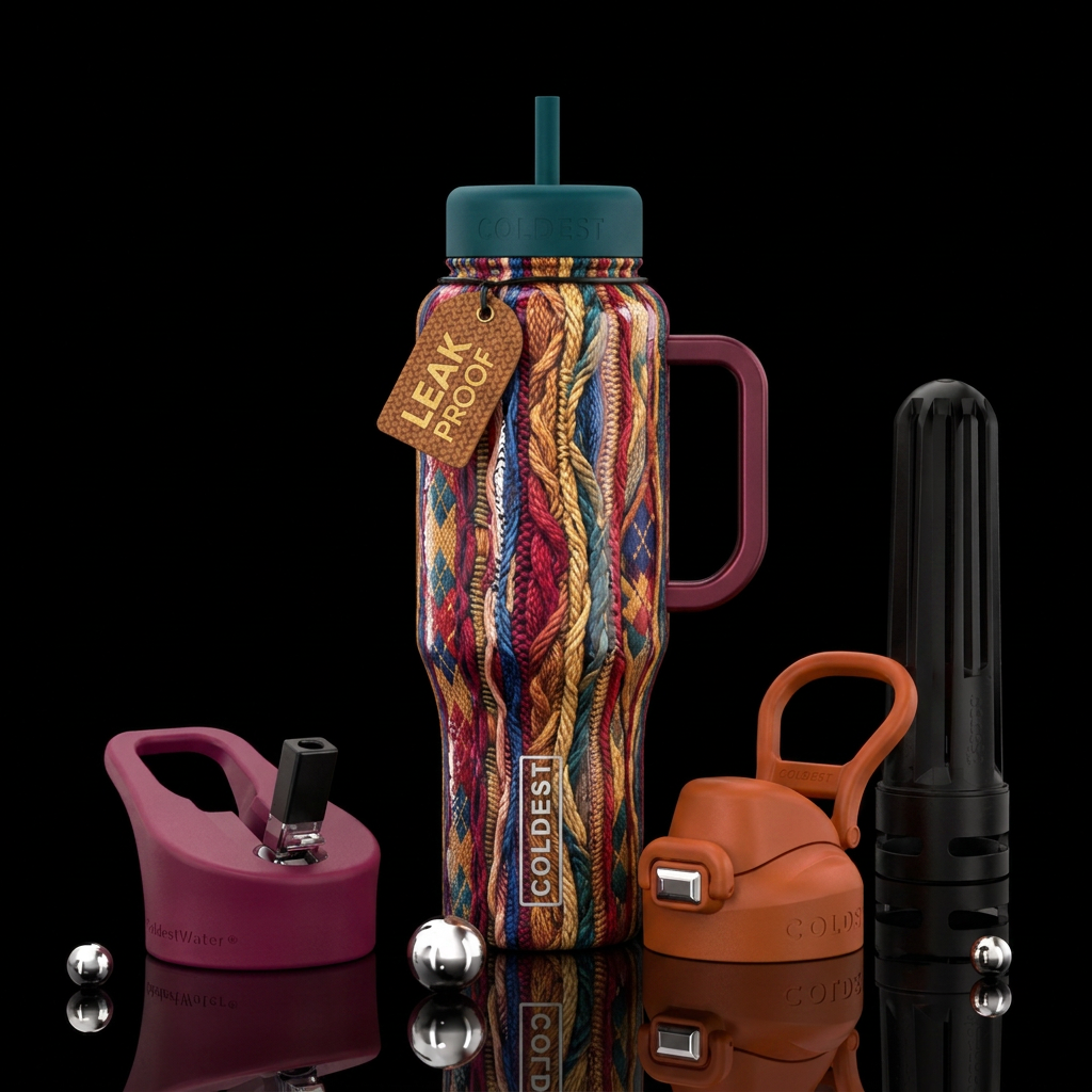 Comfy,cozy,glossy, trompe-l'œil, beautiferous water bottle design