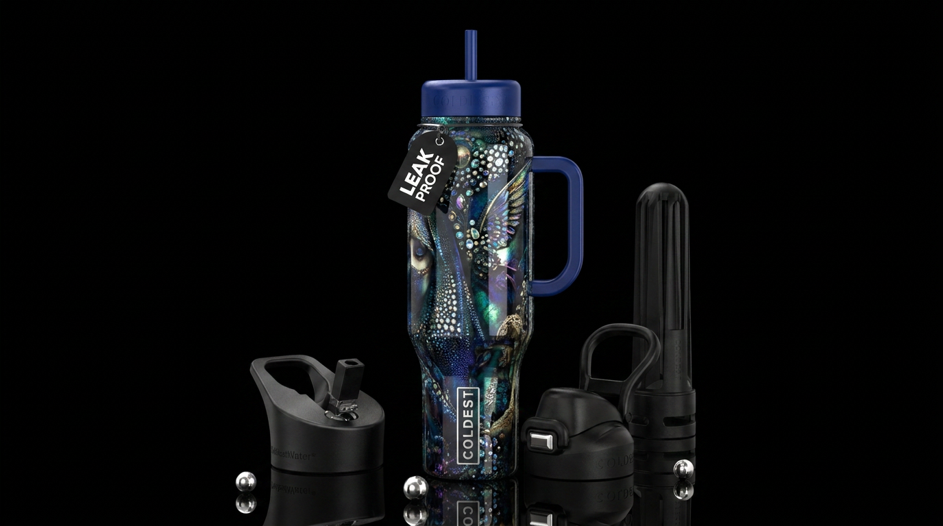 melancholic,,provocative, glossy, trompe-l'œil, be... water bottle design