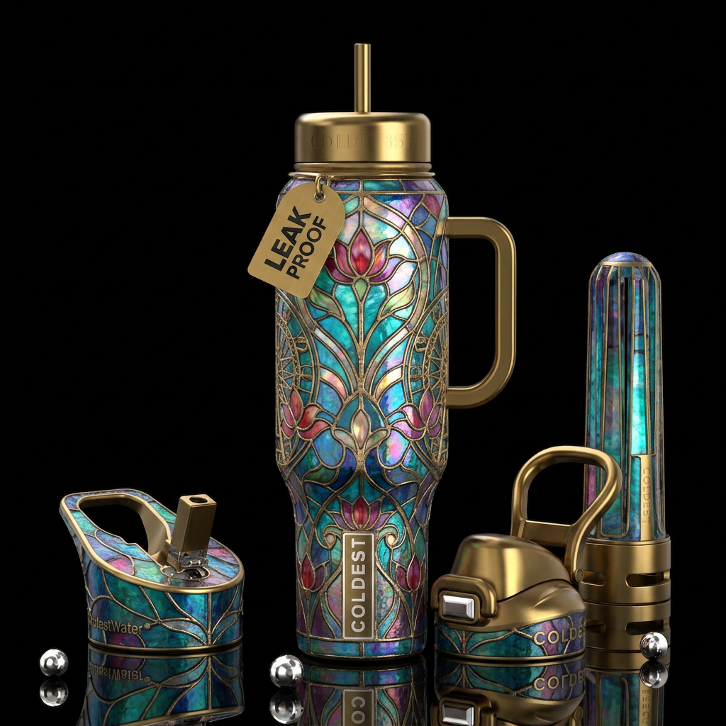 Ferris, glossy, trompe-l'œil, beautiferous,Tiffany... water bottle design