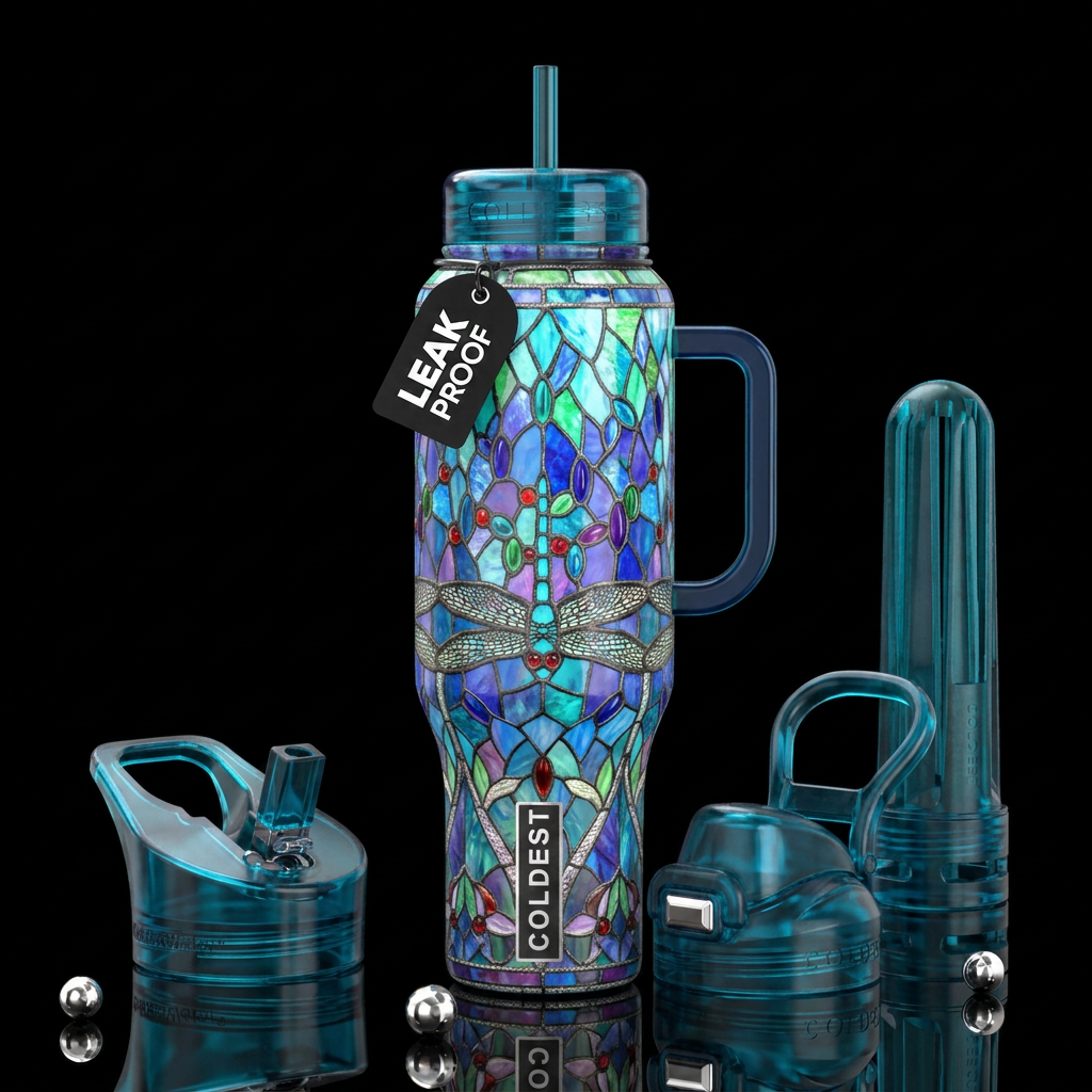 Ferris, glossy, trompe-l'œil, beautiferous,Tiffany... water bottle design