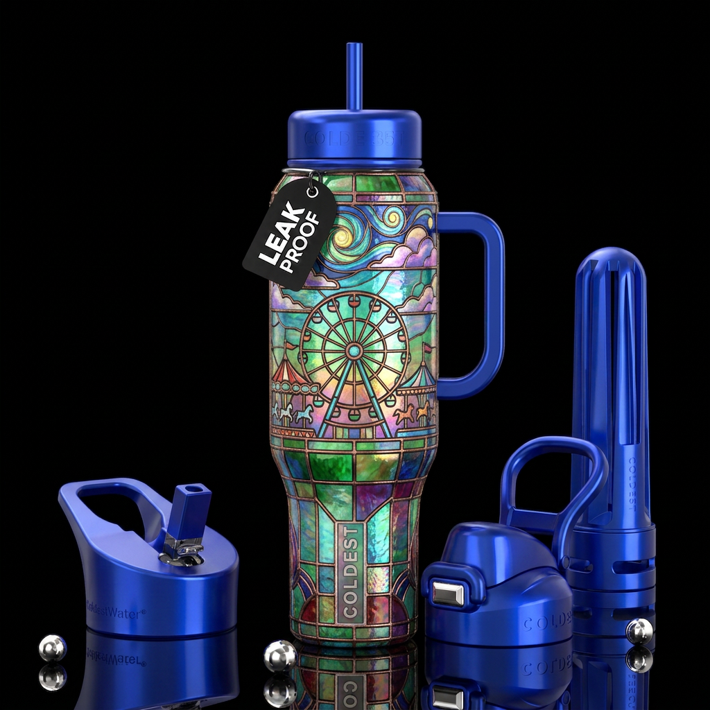 Ferris, glossy, trompe-l'œil, beautiferous,Tiffany... water bottle design