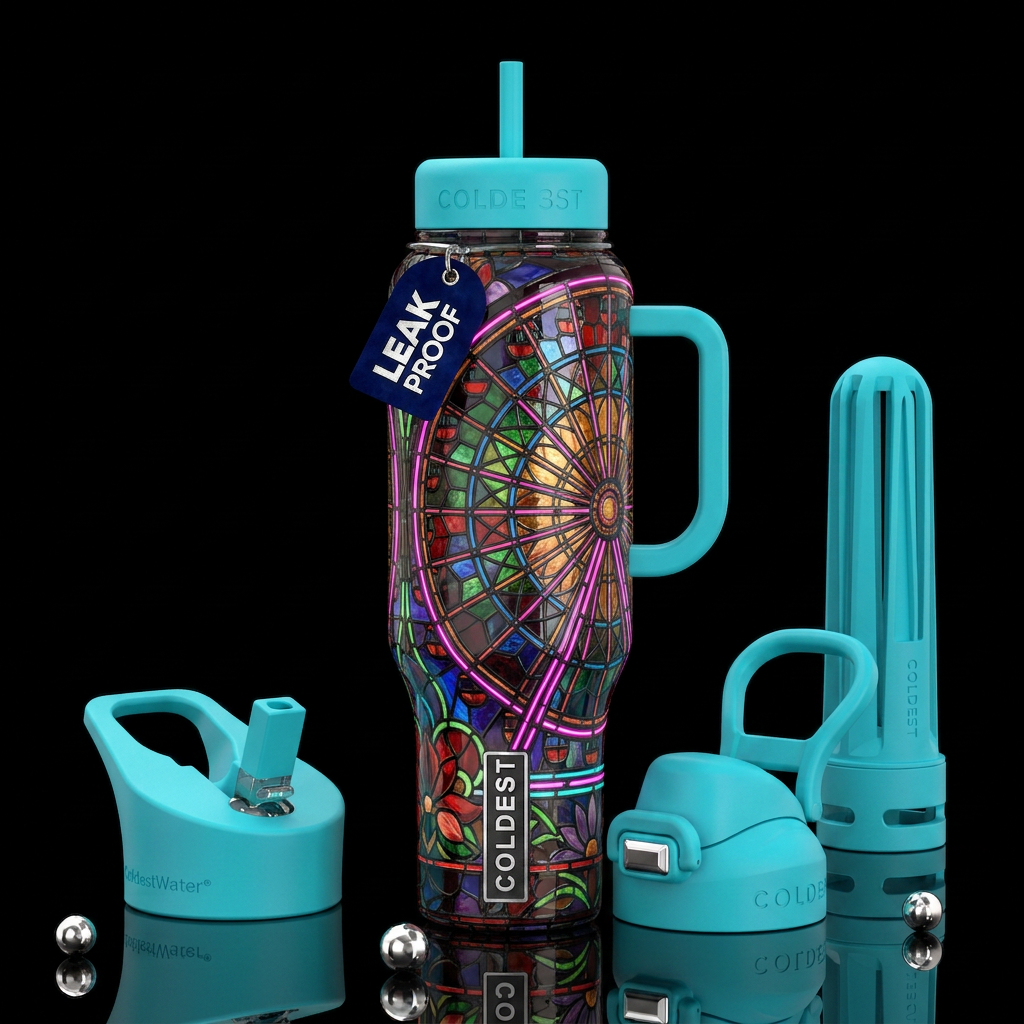 Ferris, glossy, trompe-l'œil, beautiferous,Tiffany... water bottle design