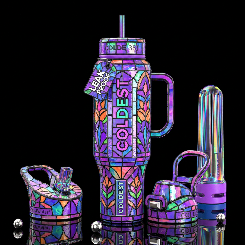 Ferris, glossy, trompe-l'œil, beautiferous,Tiffany... water bottle design