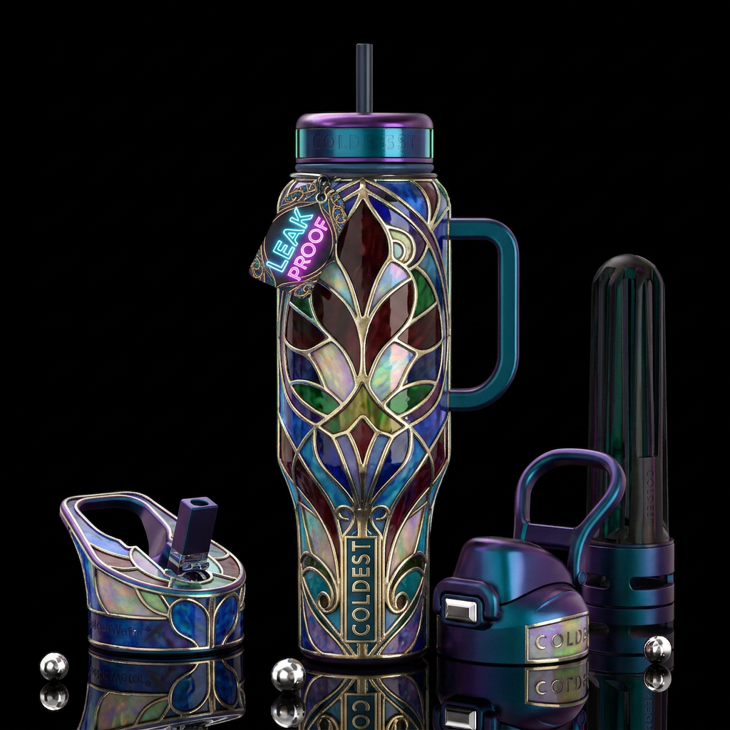 Ferris, glossy, trompe-l'œil, beautiferous,Tiffany... water bottle design