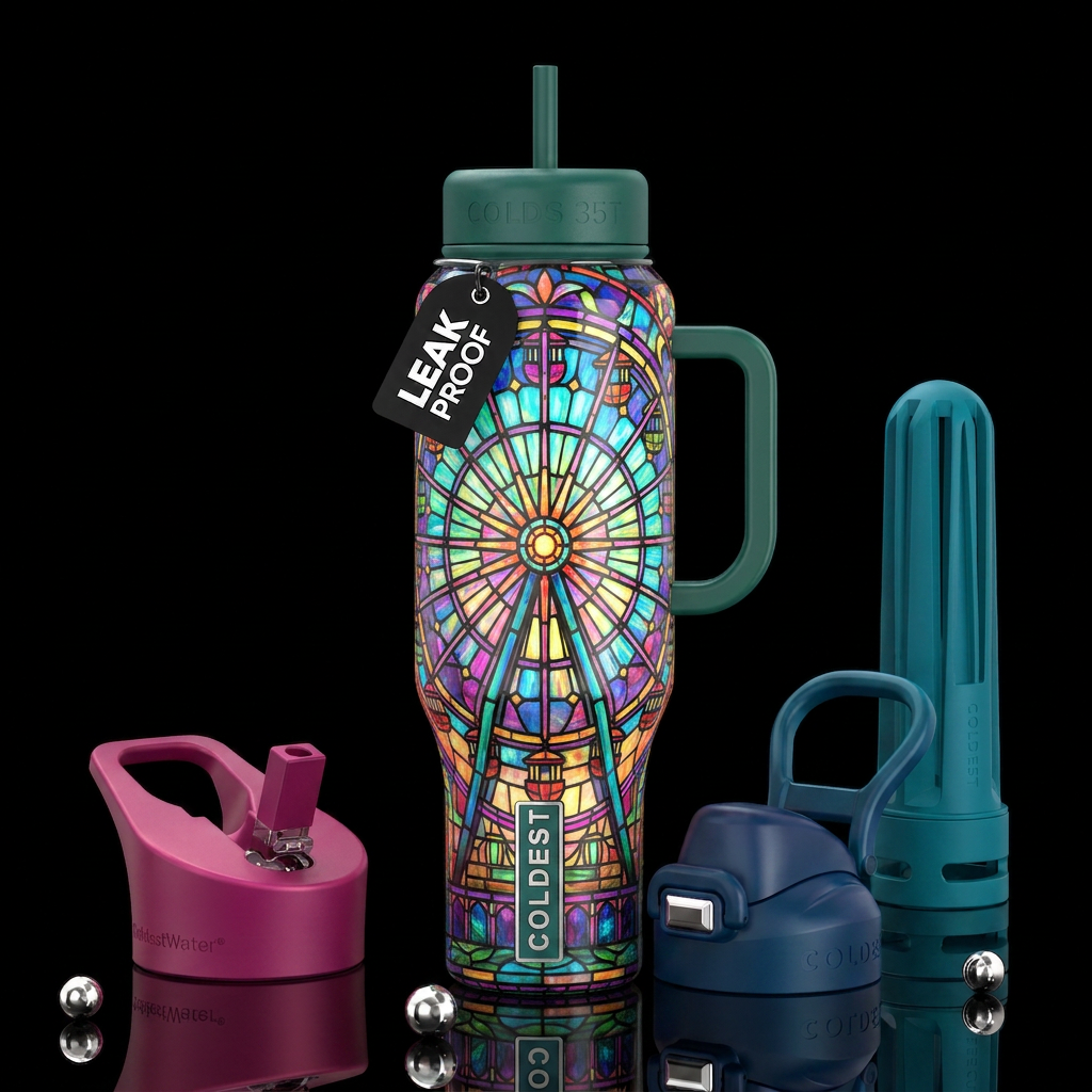 Ferris, glossy, trompe-l'œil, beautiferous,Tiffany... water bottle design