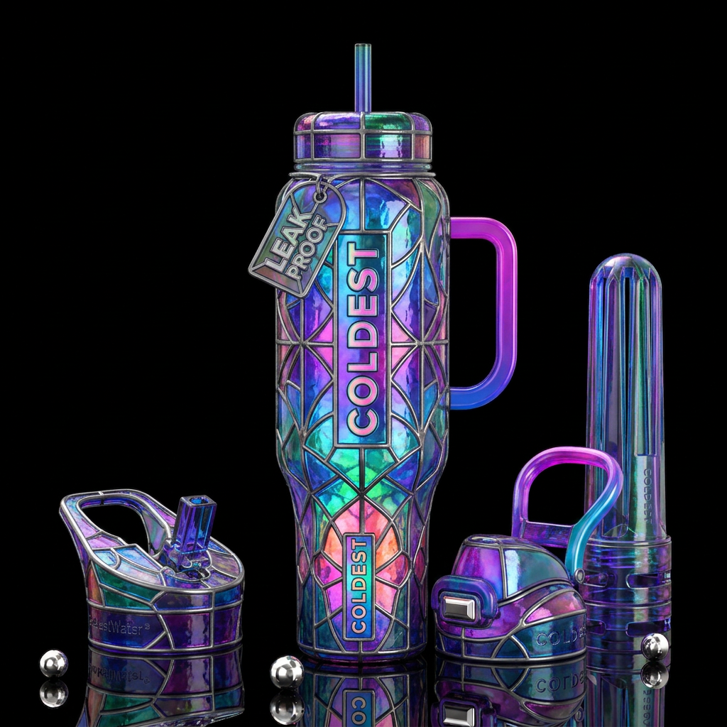 Ferris, glossy, trompe-l'œil, beautiferous,Tiffany... water bottle design