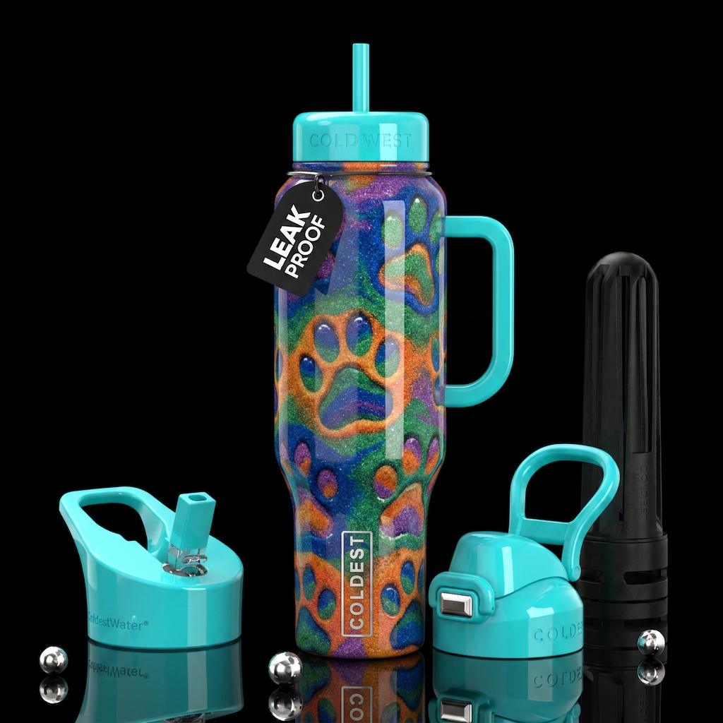 Sand art dog paws,glossy, trompe-l'œil, beautifero... water bottle design