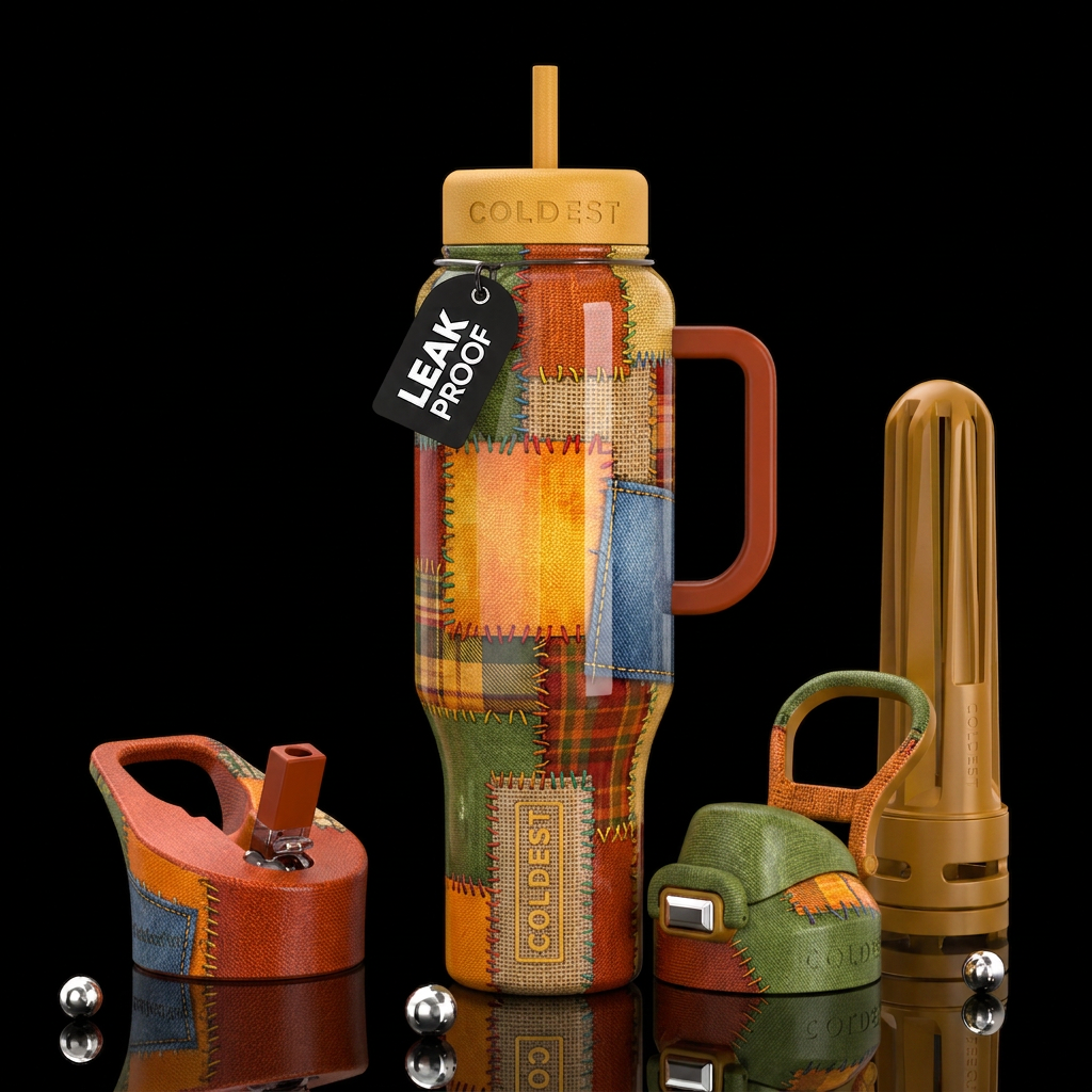 Scarecrow patches, glossy, trompe-l'œil, beautifer... water bottle design