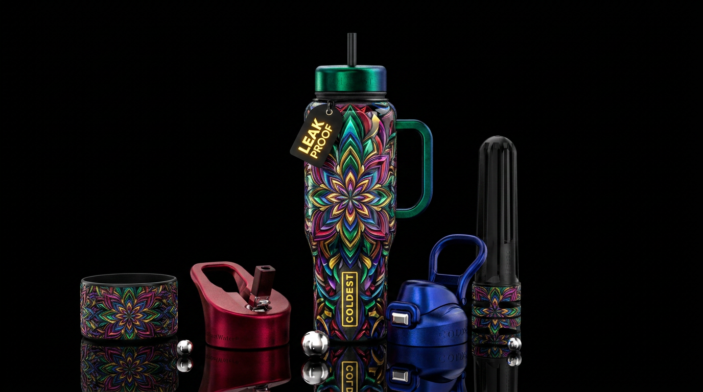 Flawless,glossy, trompe-l'œil, beautiferous, water bottle design