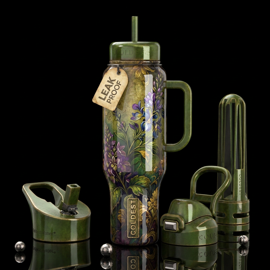 Storied past,glossy, trompe-l'œil, beautiferous, a... water bottle design