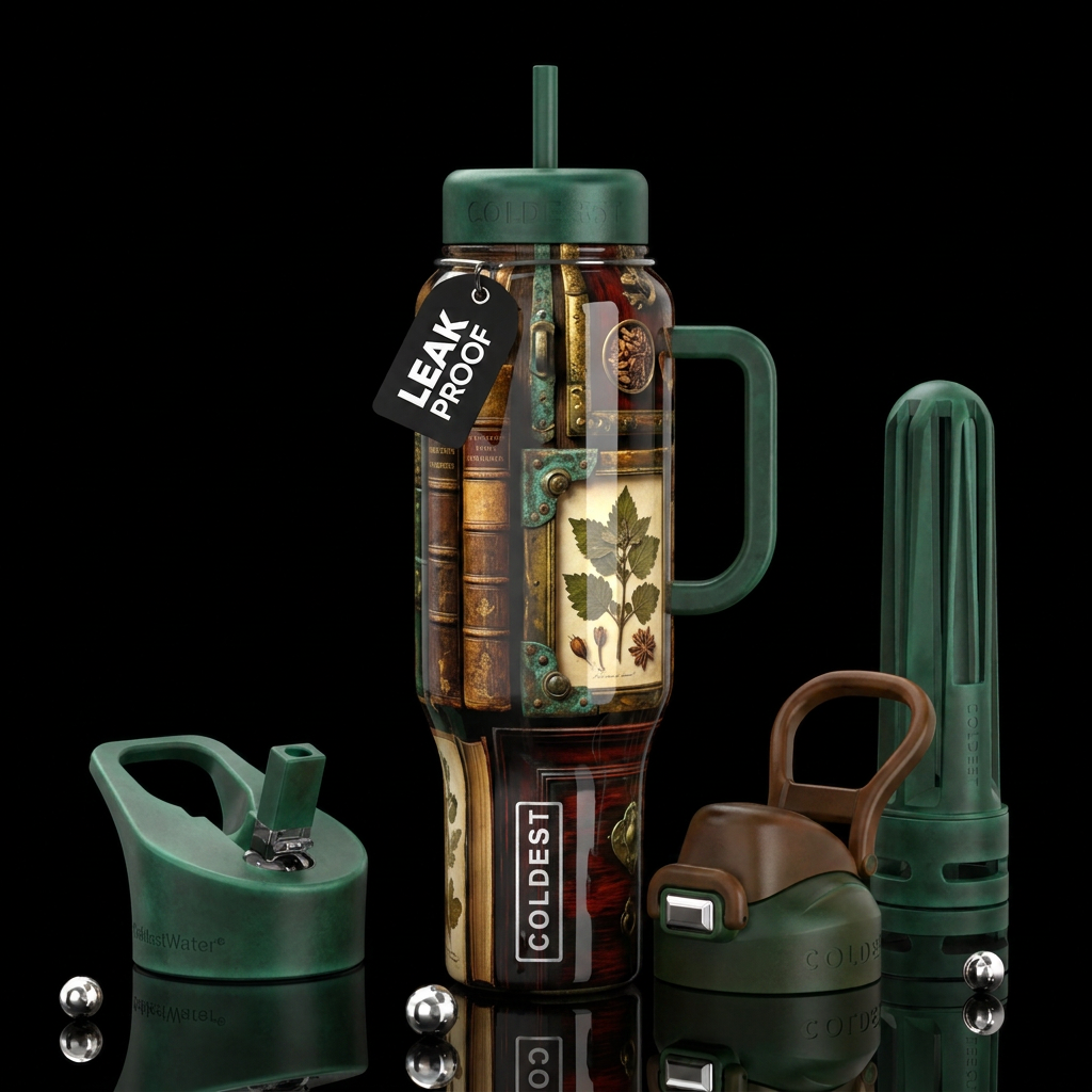Storied past,glossy, trompe-l'œil, beautiferous, a... water bottle design