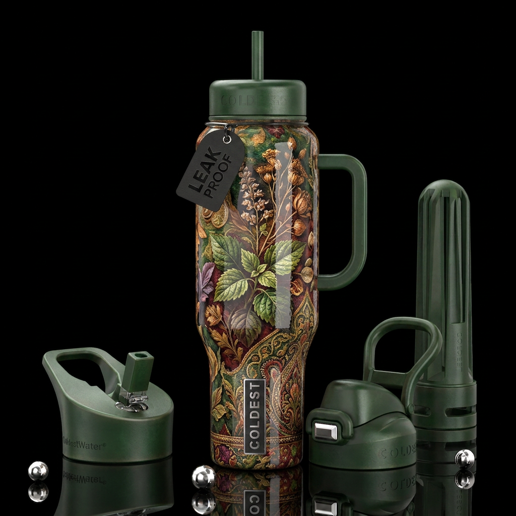 ,glossy, trompe-l'œil, beautiferous, aged,patchoul... water bottle design