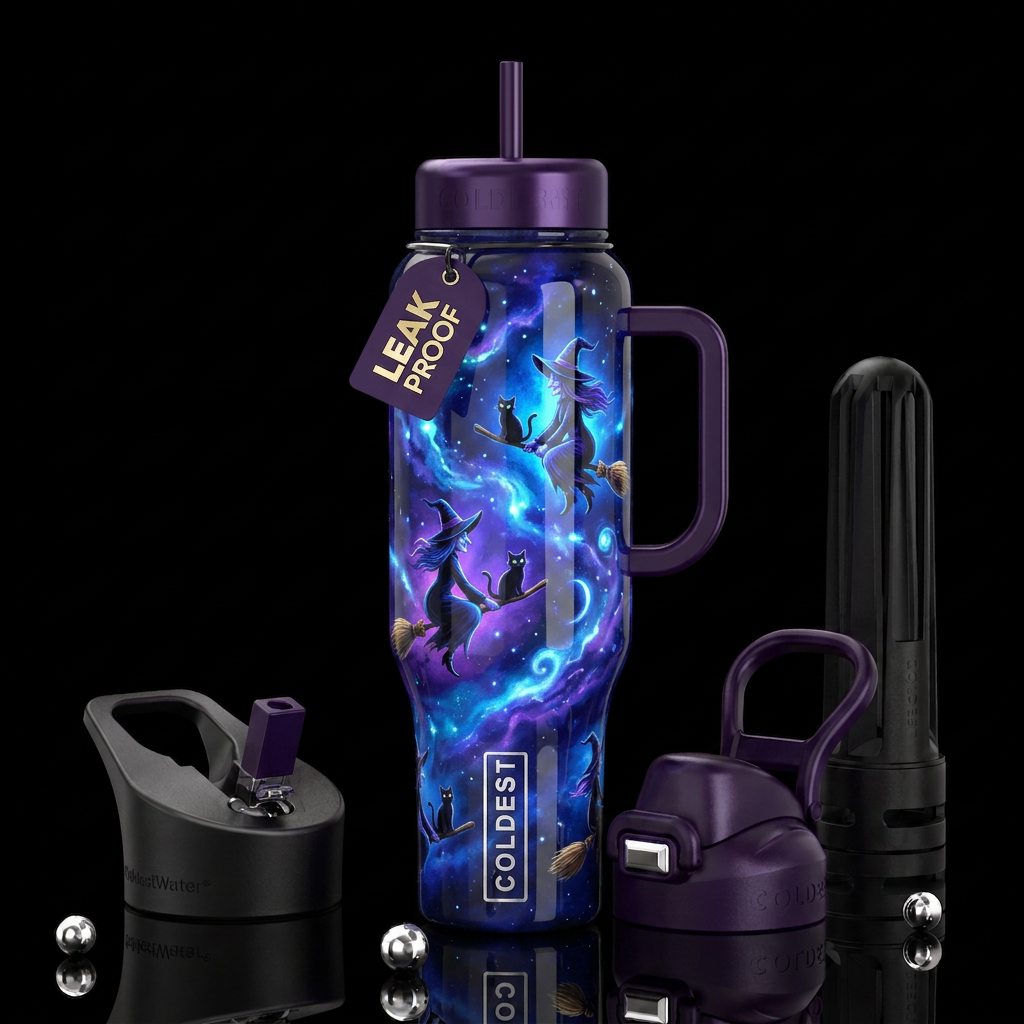 Witching skies,glossy, trompe-l'œil, beautiferous,... water bottle design