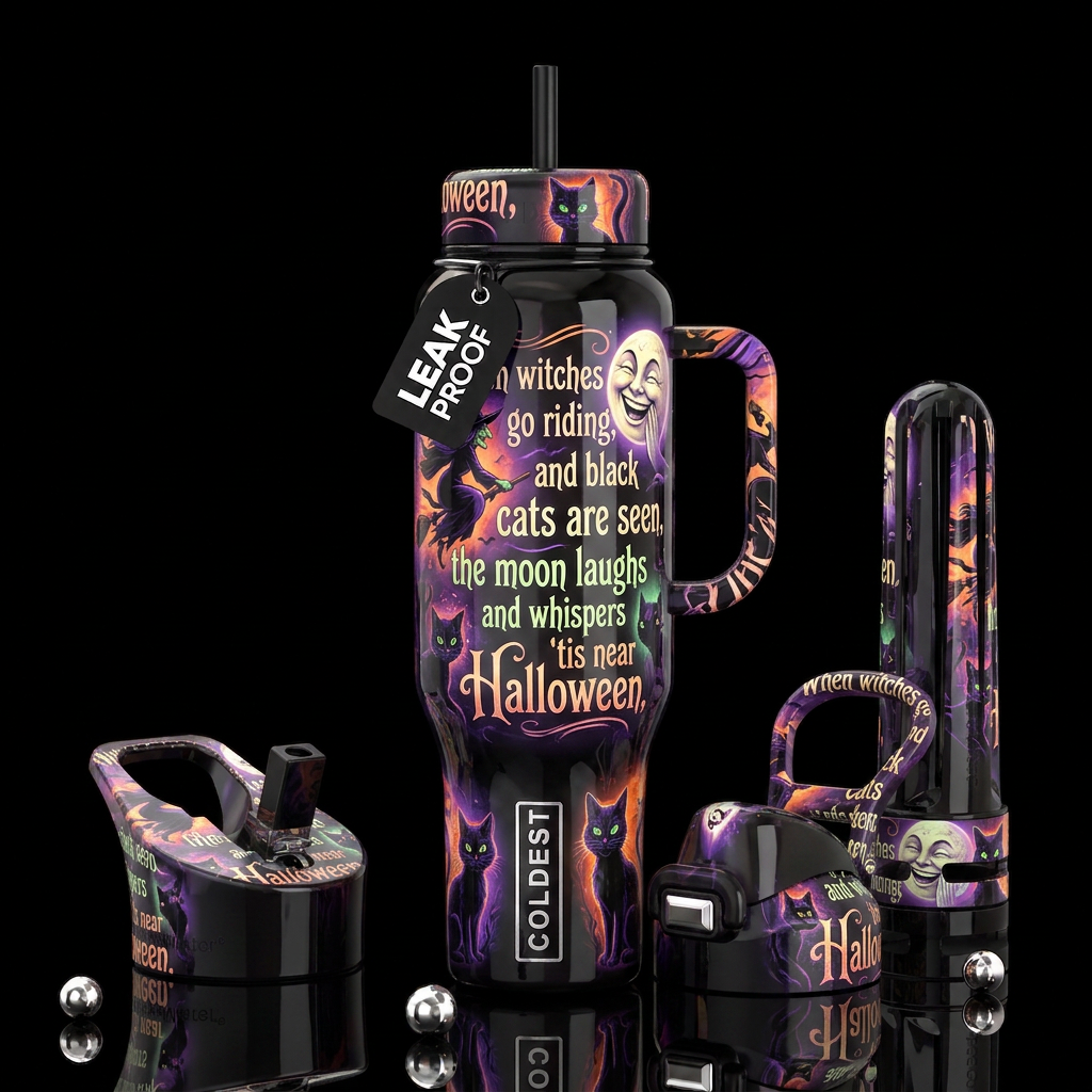 When witches go riding, and black cats are seen, t... water bottle design