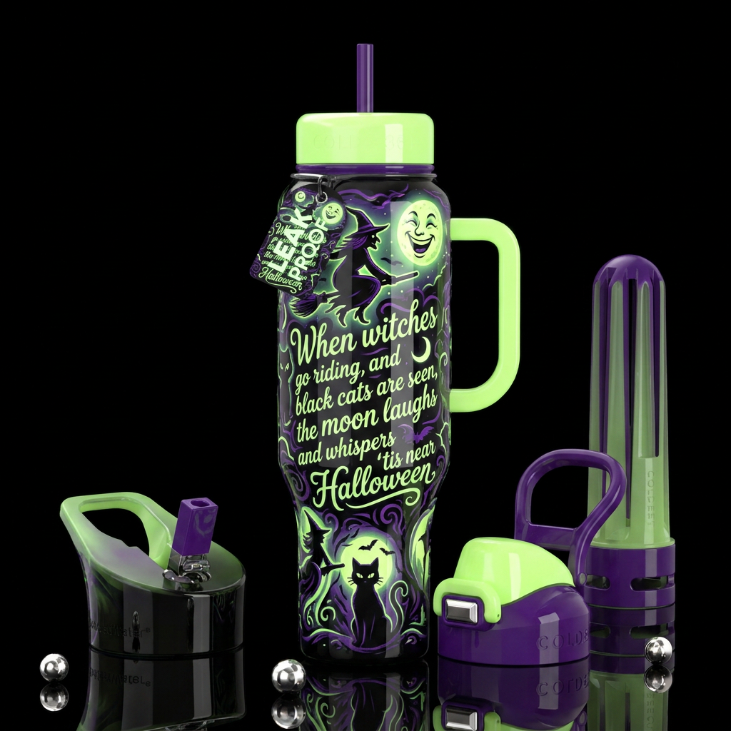 When witches go riding, and black cats are seen, t... water bottle design