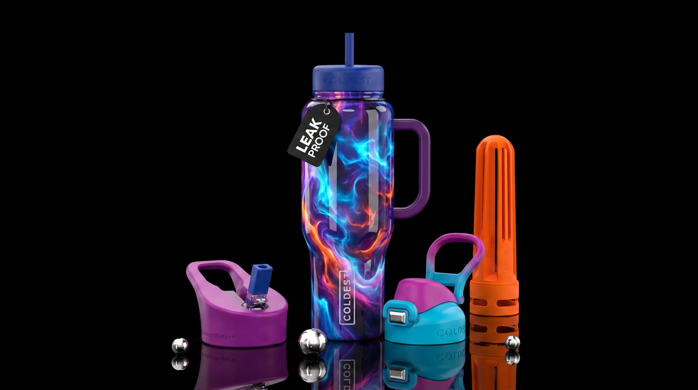 Ghostly skies,glossy, trompe-l'œil, beautiferous water bottle design