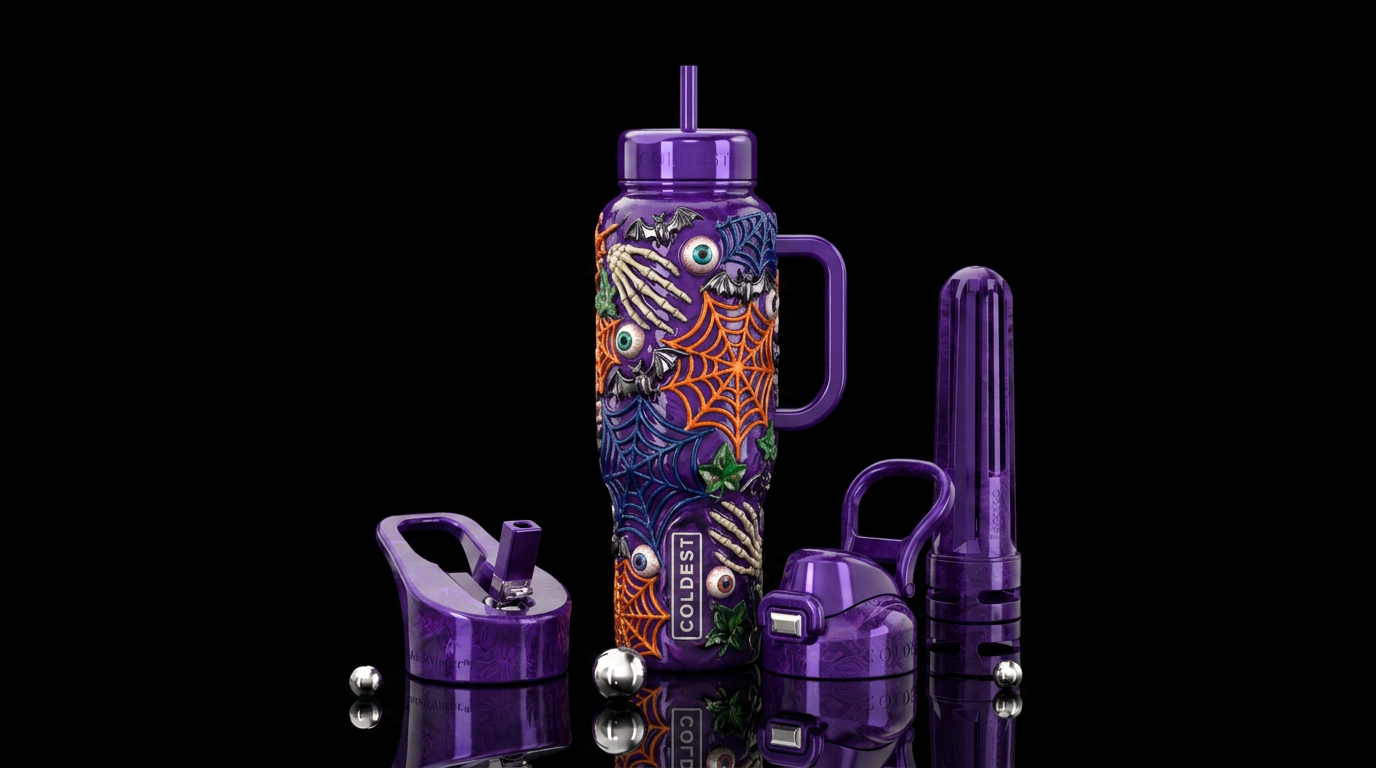 Hideous Halloween, glossy, trompe-l'œil, beautifer... water bottle design