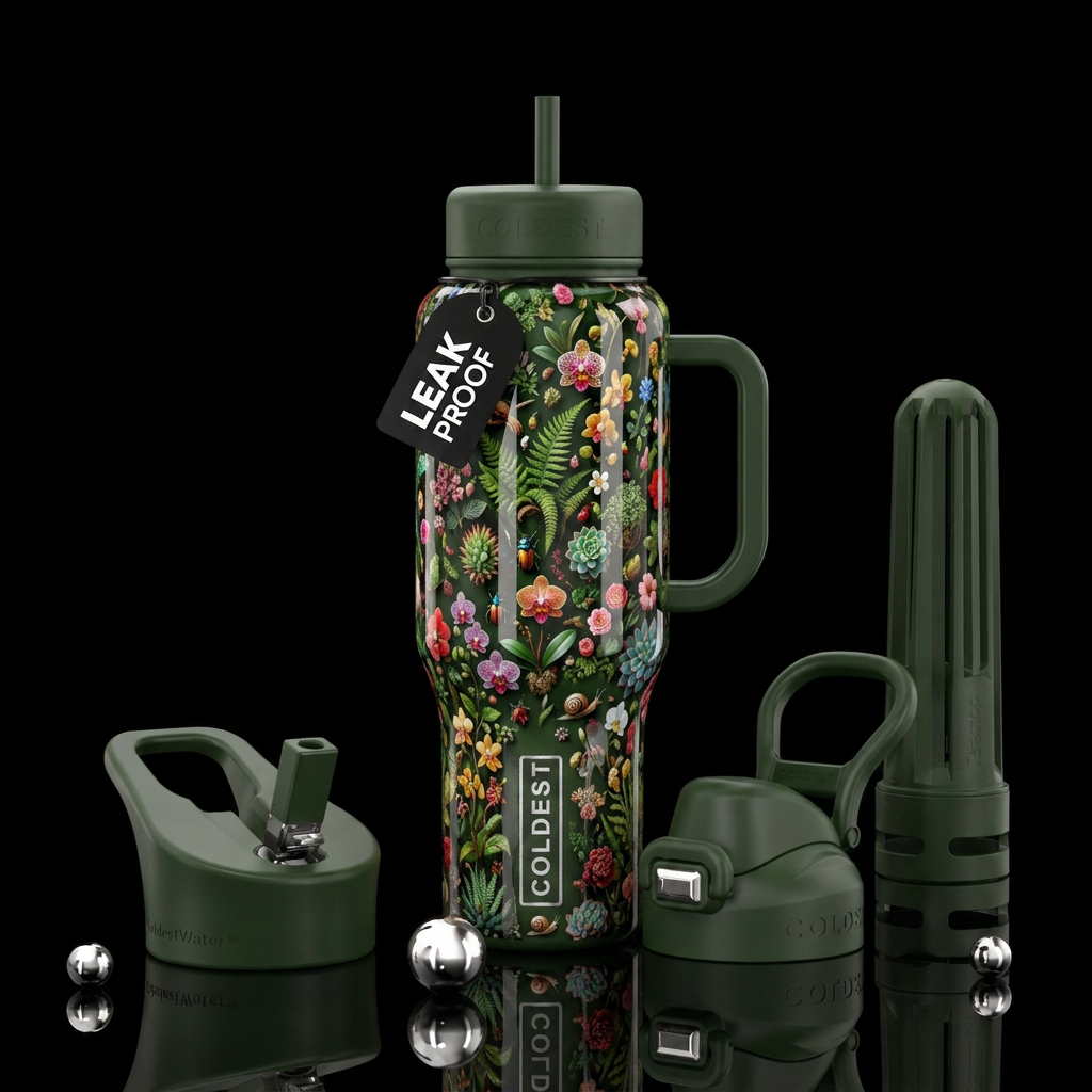 Hideous , glossy, trompe-l'œil, beautiferous, gard... water bottle design