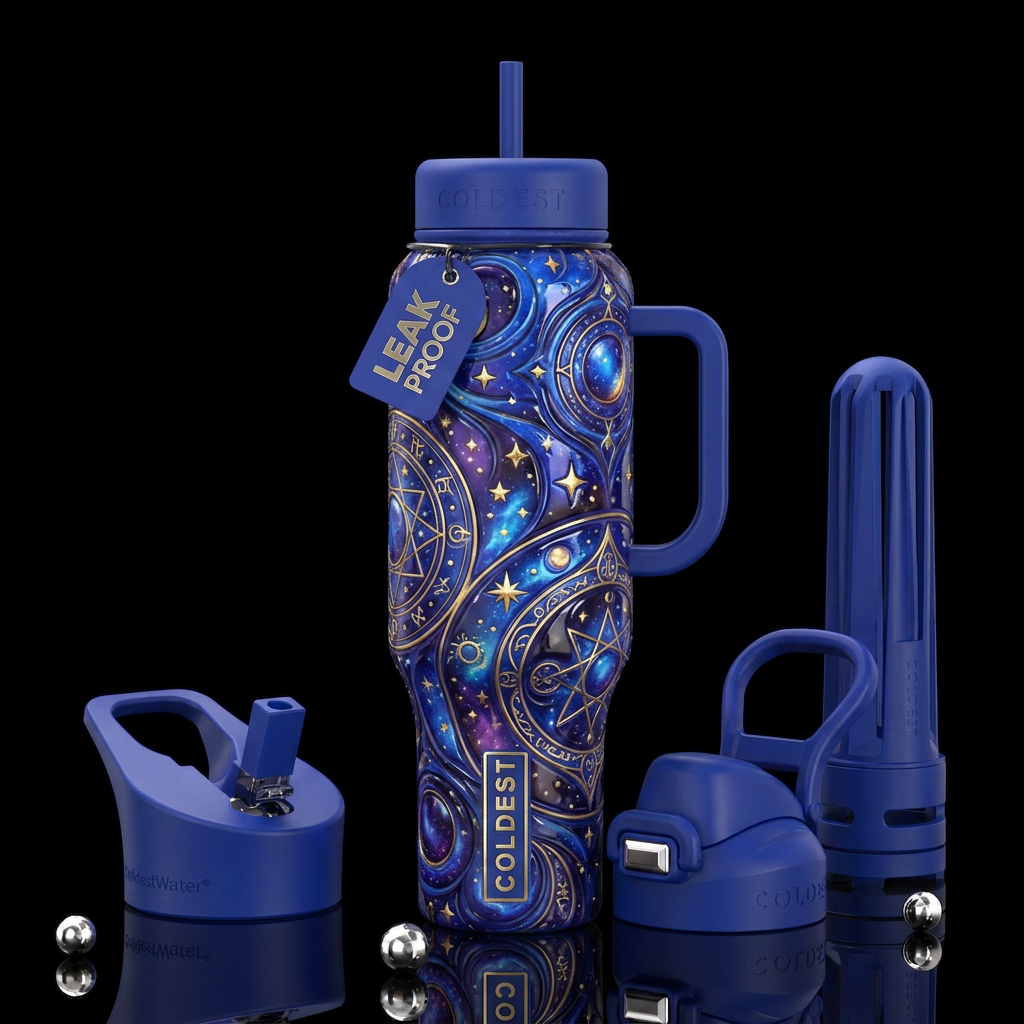 Bliss,trompe-l'œil, beautiferous, glossy,, dreamy,... water bottle design
