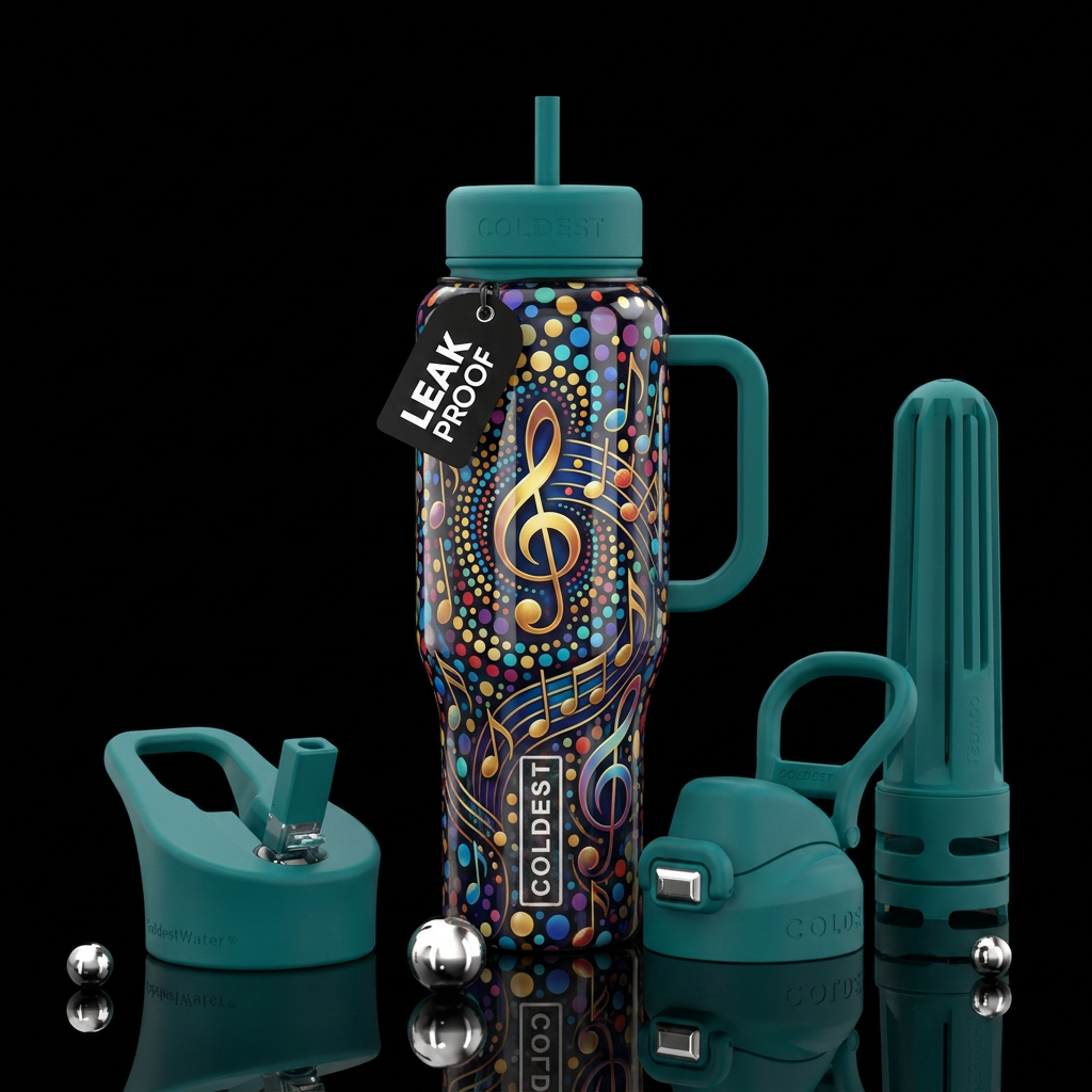 Bliss,trompe-l'œil, beautiferous, glossy,, dreamy,... water bottle design