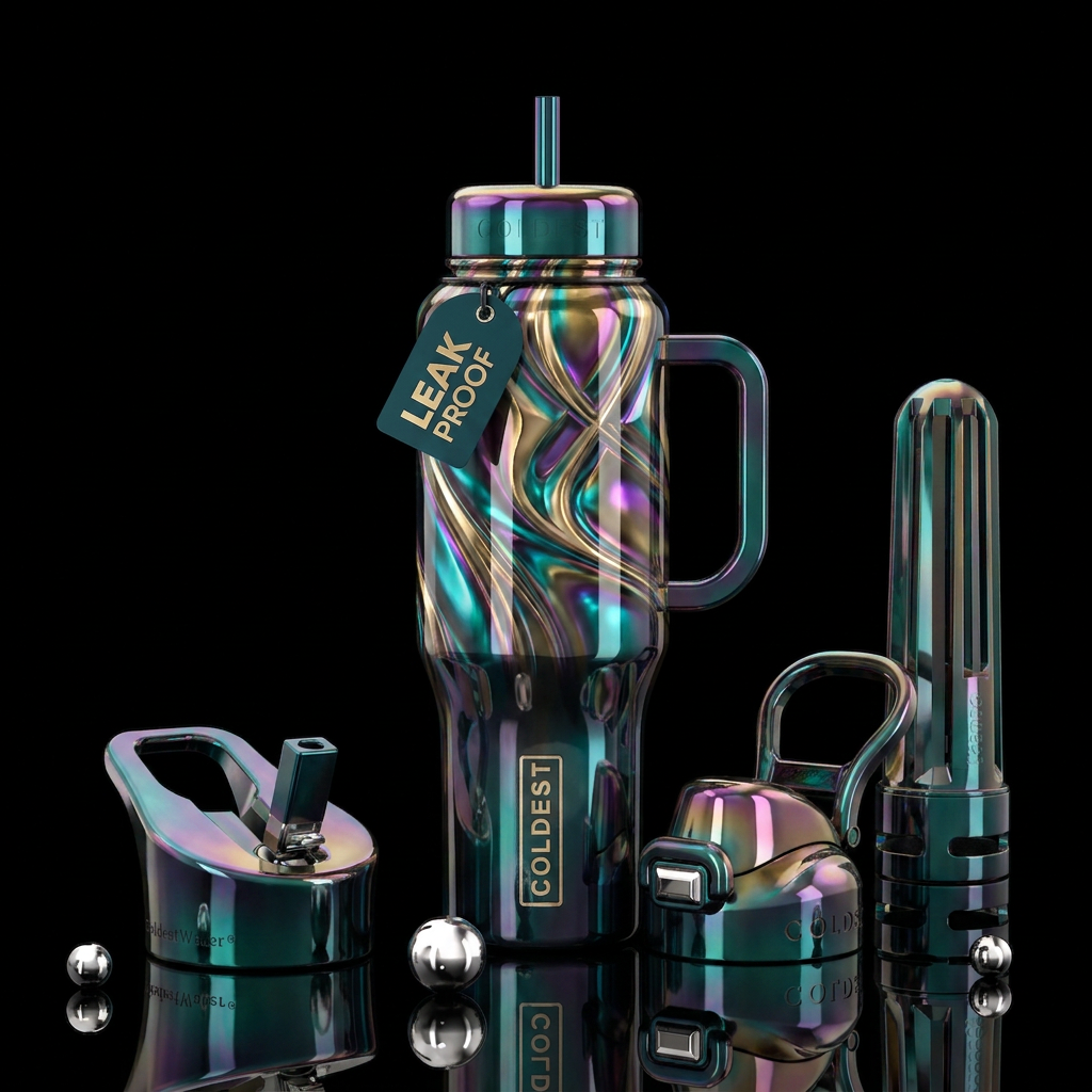 Bonus,glossy, trompe-l'œil, beautiferous water bottle design