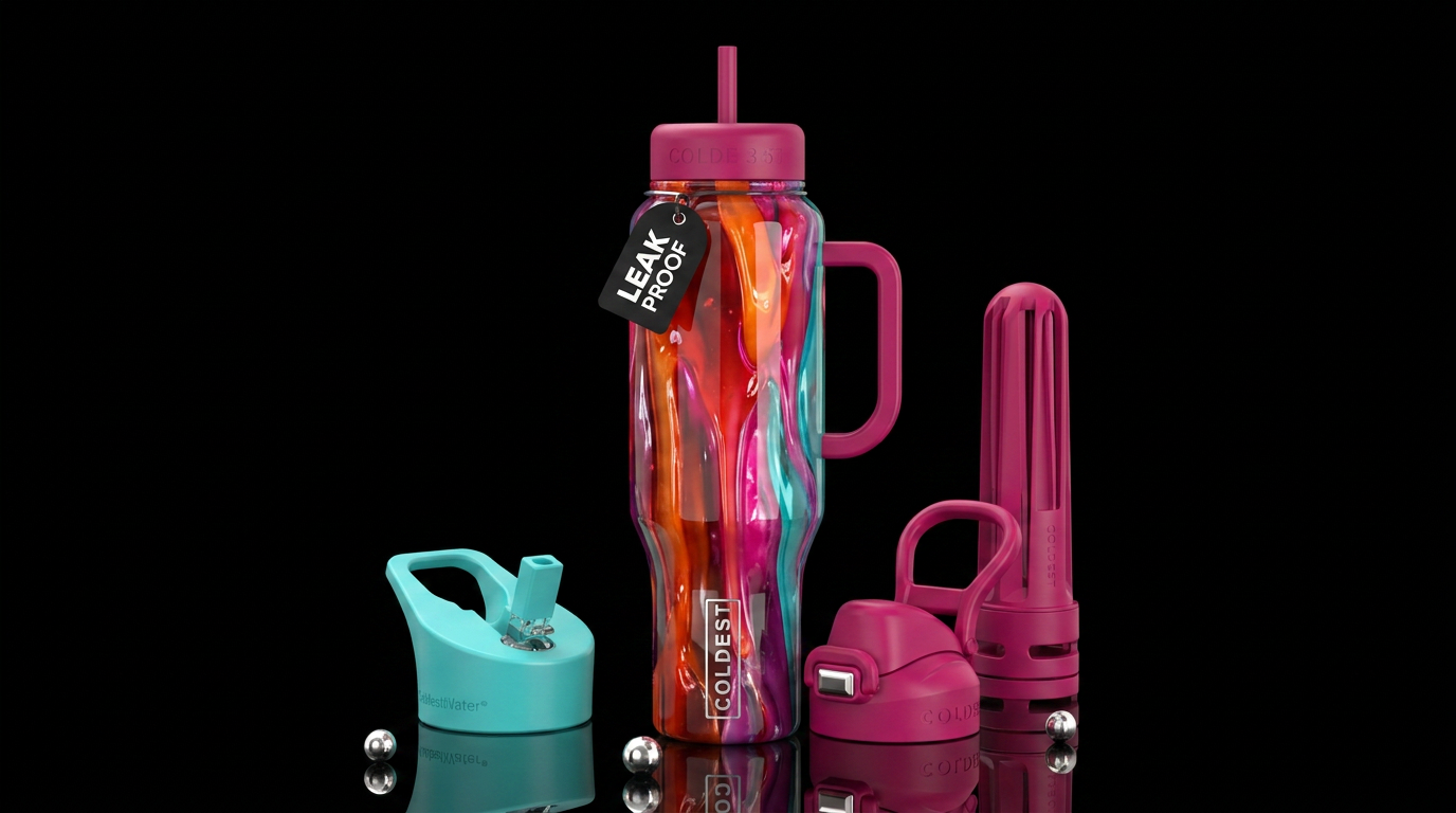 Candy lava,glossy, trompe-l'œil, beautiferous water bottle design