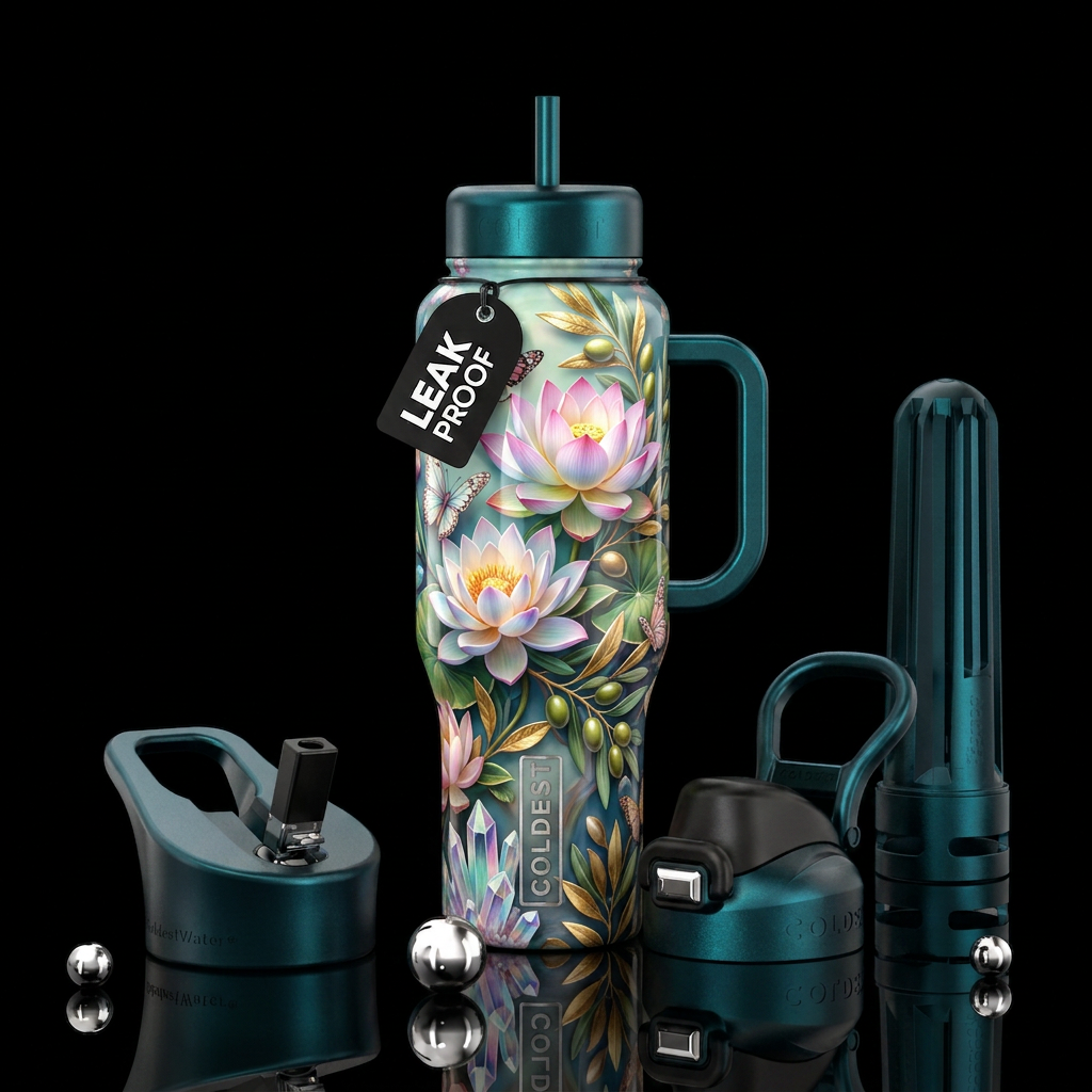 Healing, grace, glossy, trompe-l'œil, beautiferous water bottle design