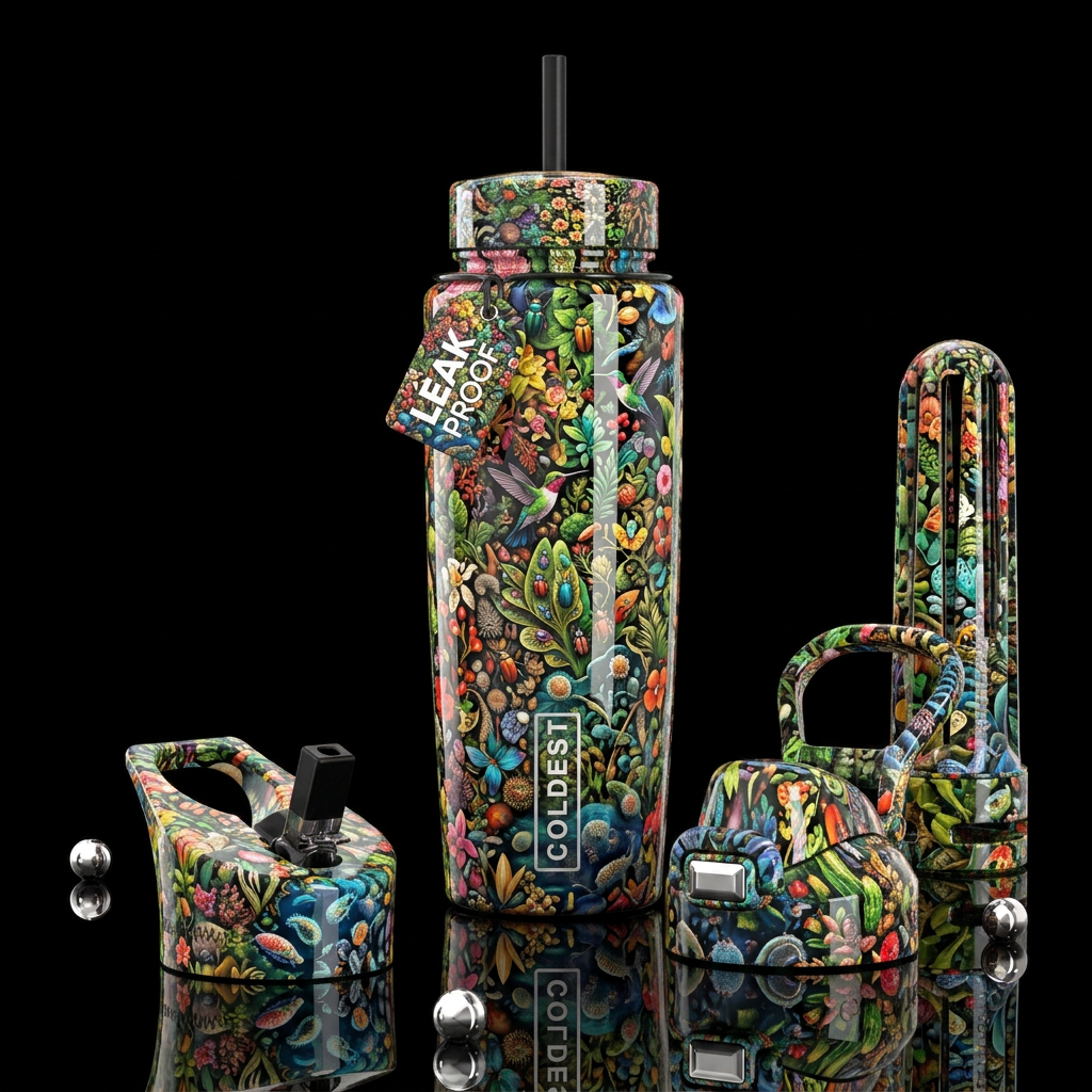 Simple, life, glossy, trompe-l'œil,beautiferous, d... water bottle design
