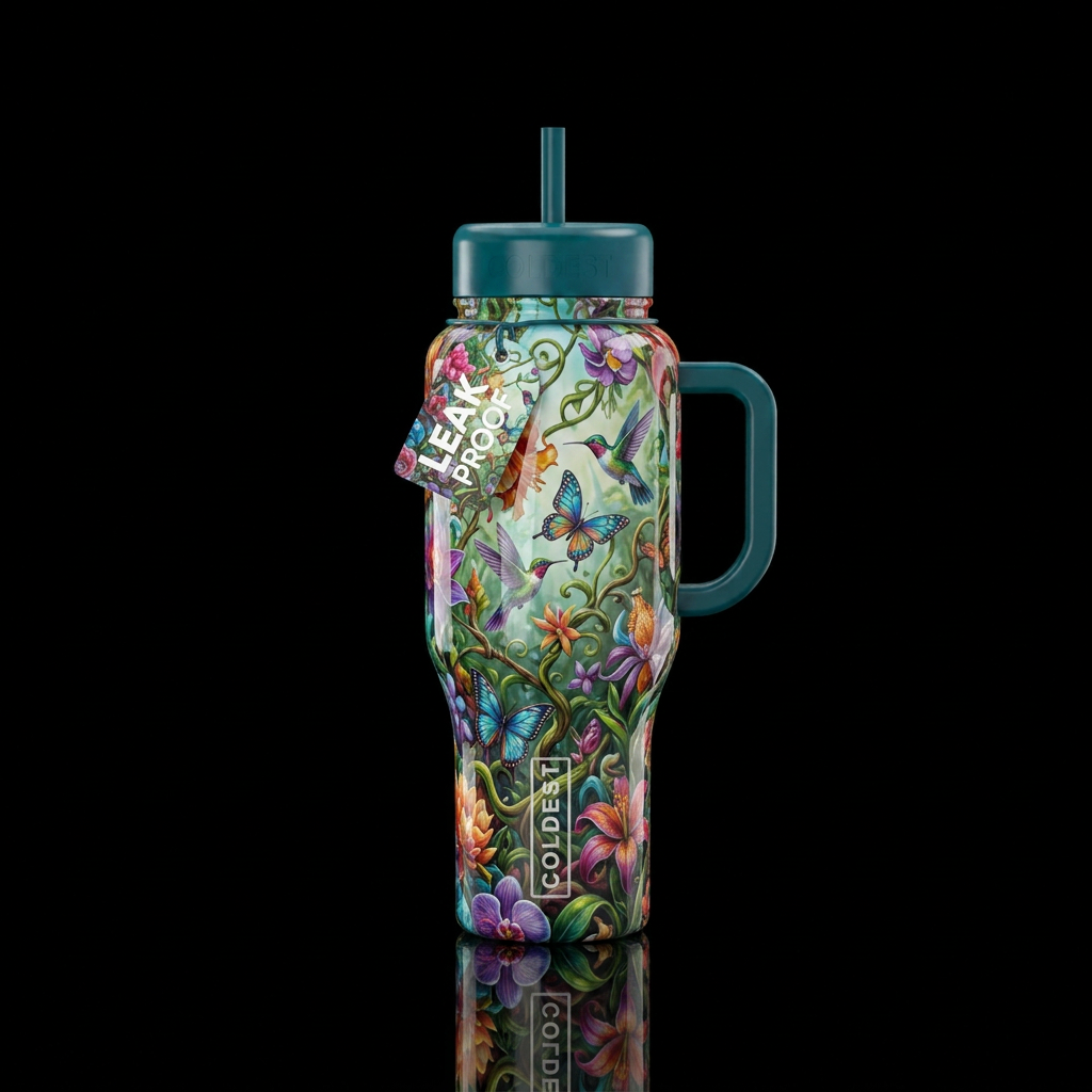Simple, life, glossy, trompe-l'œil,beautiferous, d... water bottle design