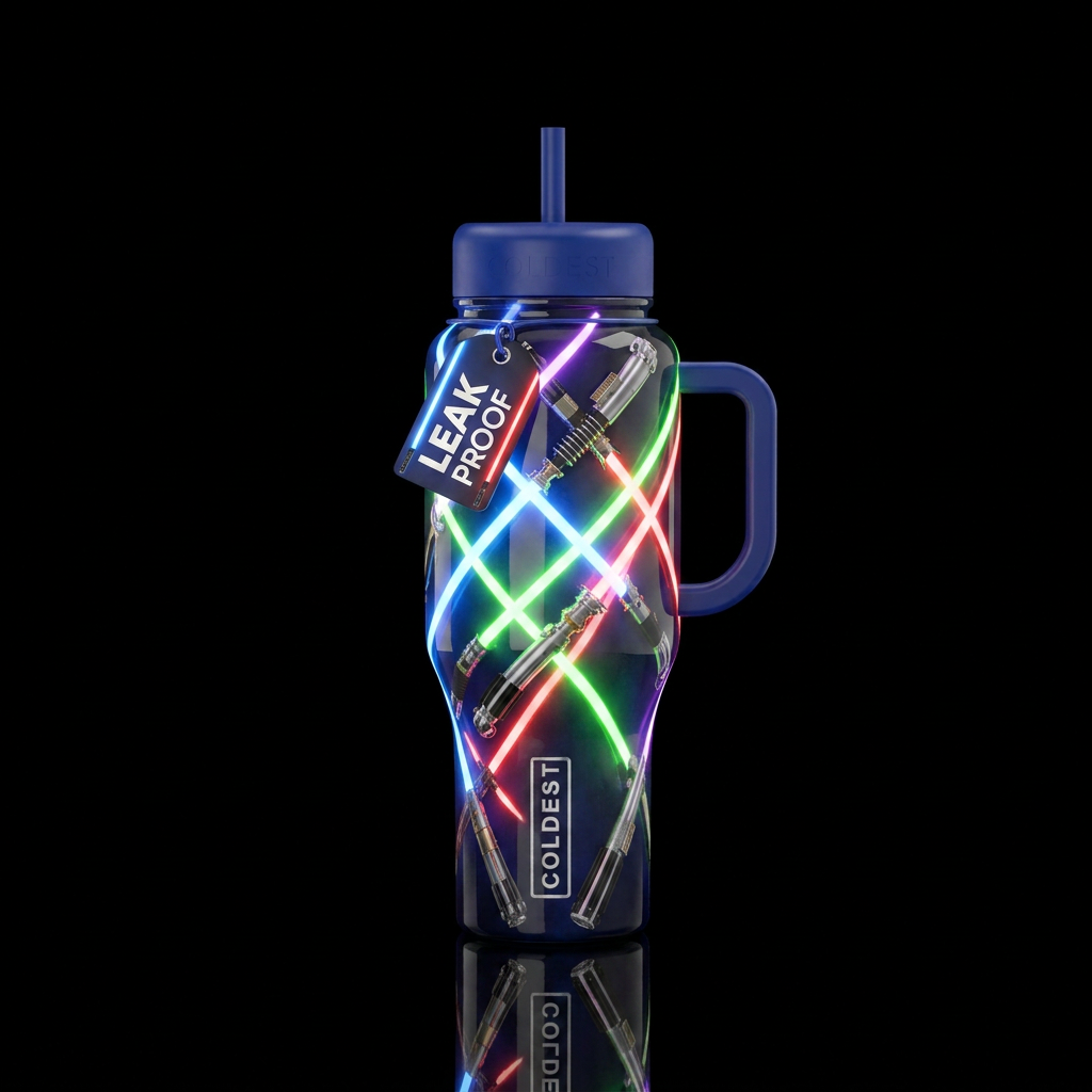 Light sabers, glossy,,beautiferous, trompe-l'œil, ... water bottle design