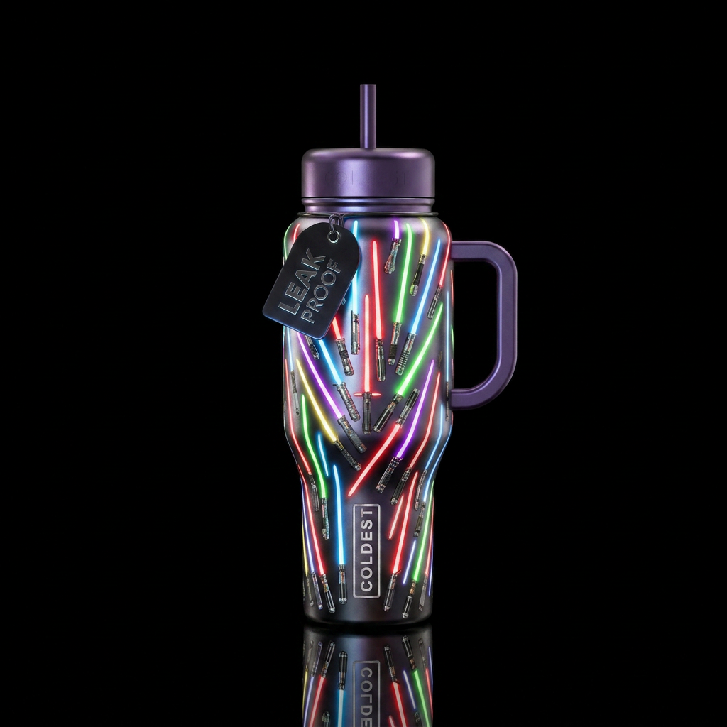 Light sabers, glossy,,beautiferous, trompe-l'œil, ... water bottle design