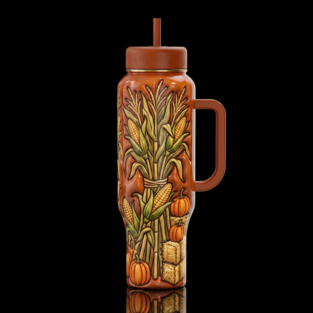 Cartoonish Bundle Corn stalk skelton decoration wi... water bottle design
