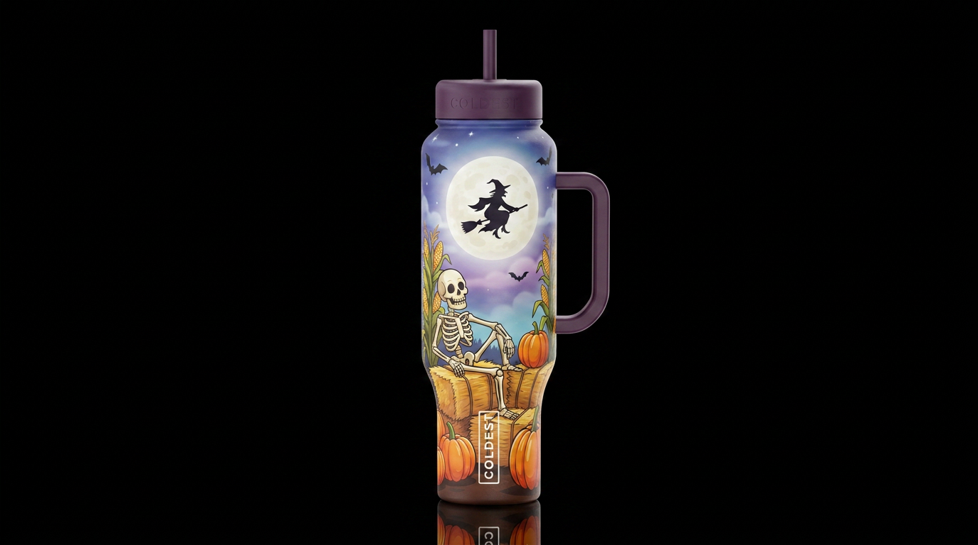 Cartoonish Bundle Corn stalk skelton sitting on ba... water bottle design