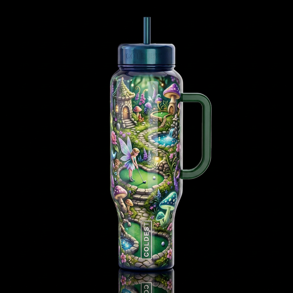 Faerie mini golf,glossy,trompe-l'œil, beautiferous... water bottle design