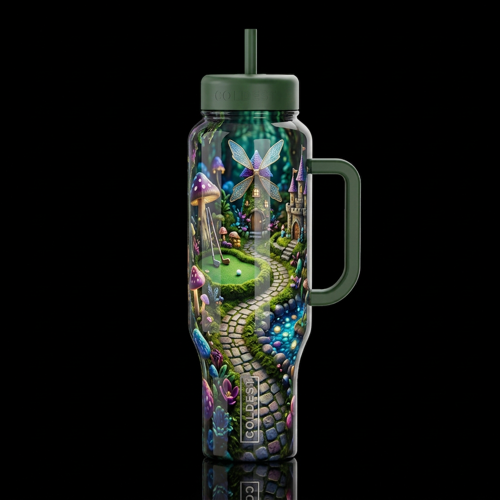 Faerie mini golf,glossy,trompe-l'œil, beautiferous... water bottle design