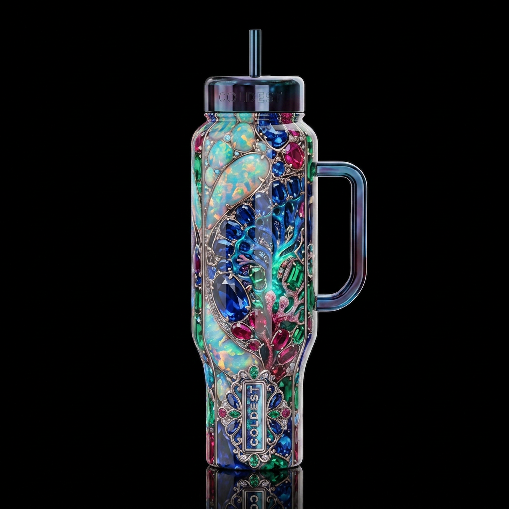 Conversation piece, glossy, trompe-l'œil, beautife... water bottle design